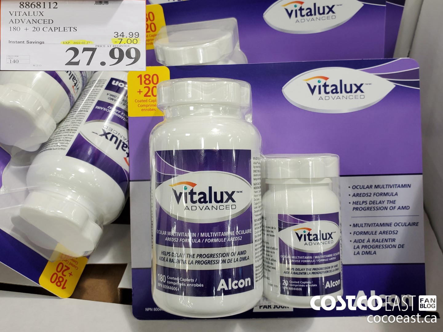8868112 VITALUX ADVANCED 180 + 20 CAPLETS ($7.00 INSTANT SAVINGS EXPIRES ON 2022-02-27) $27.99