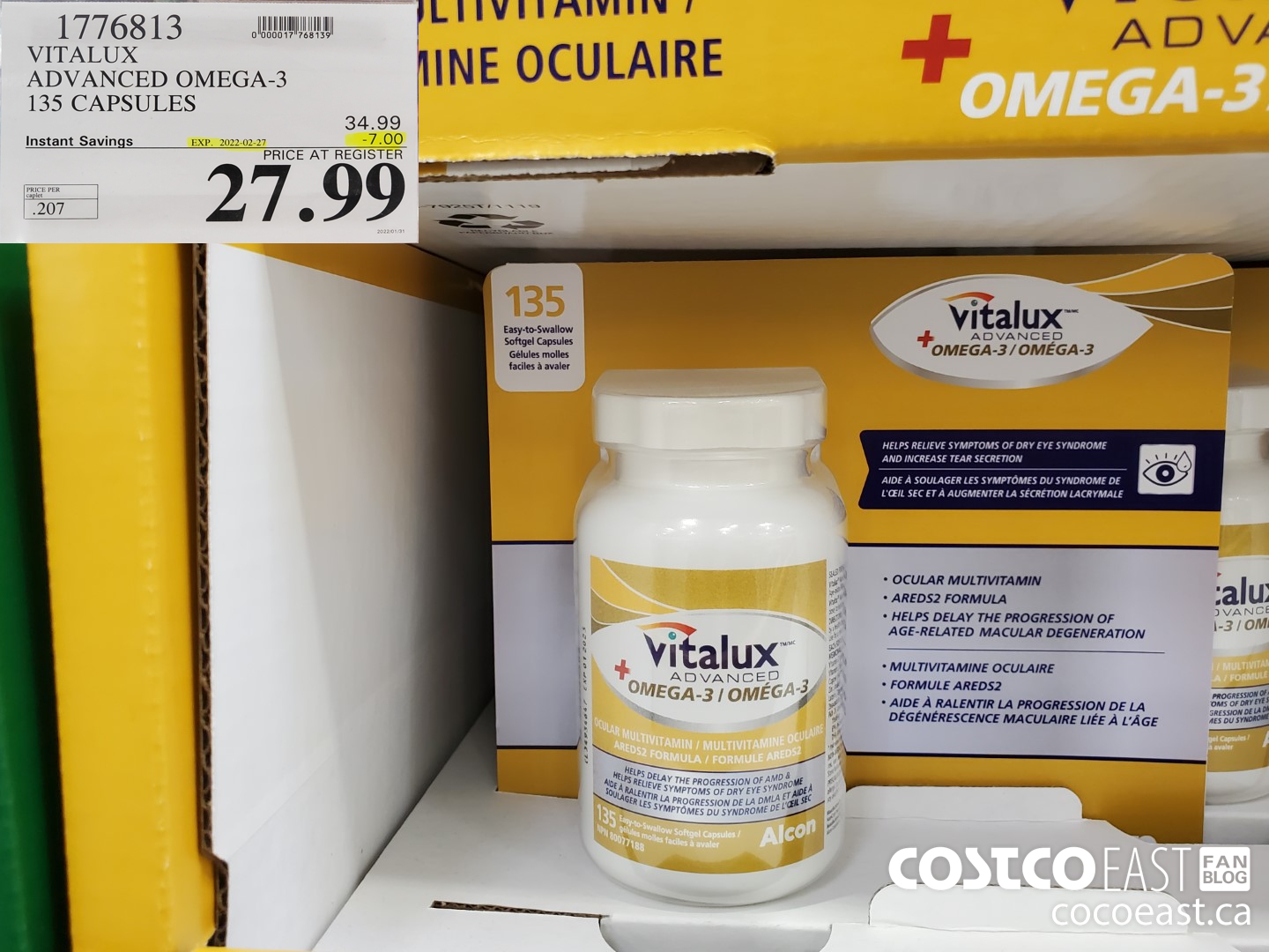 1776813 VITALUX ADVANCED OMEGA-3 135 CAPSULES ($7.00 INSTANT SAVINGS EXPIRES ON 2022-02-27) $27.99
