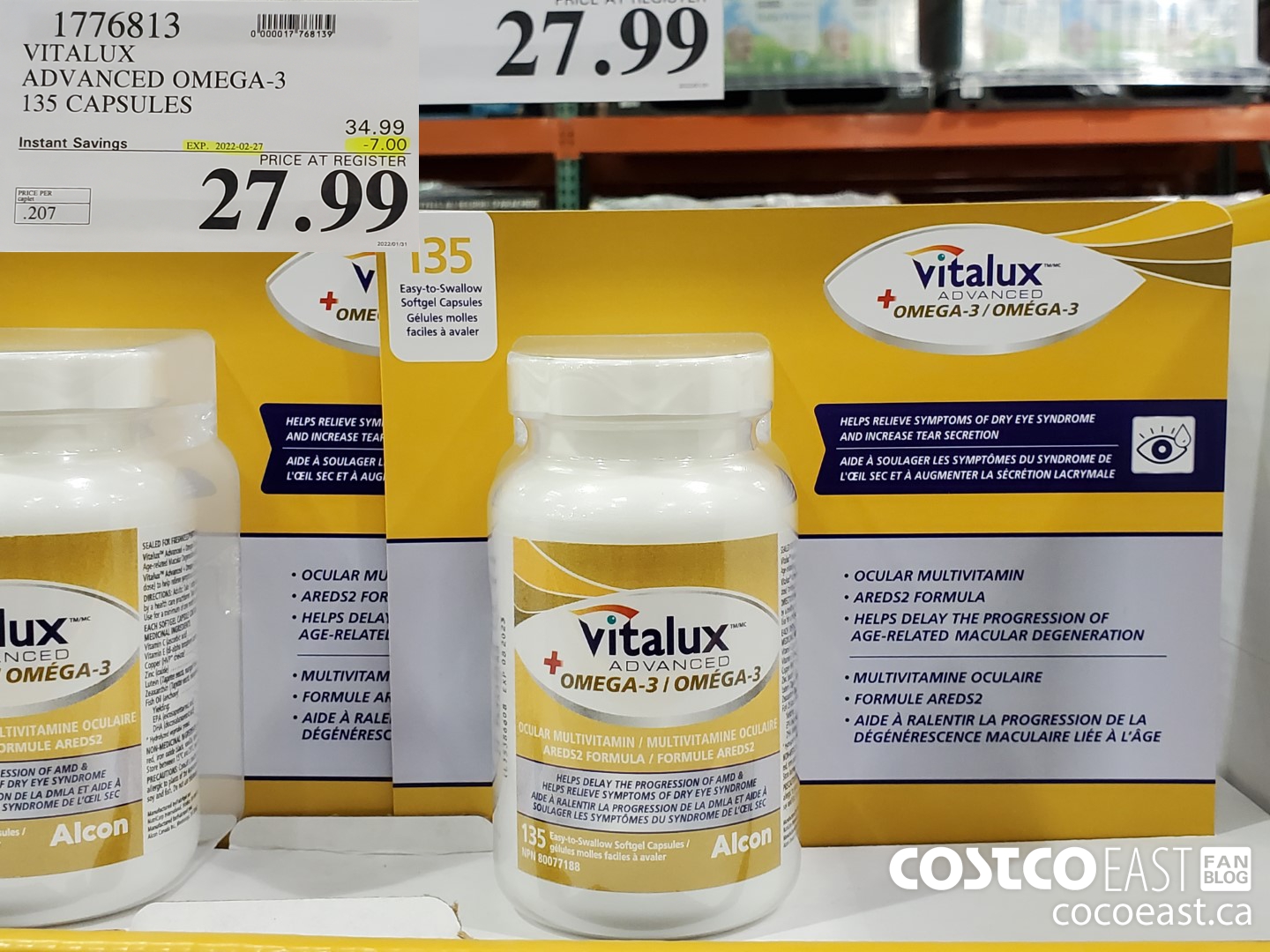 1776813 VITALUX ADVANCED OMEGA-3 135 CAPSULES ($7.00 INSTANT SAVINGS EXPIRES ON 2022-02-27) $27.99