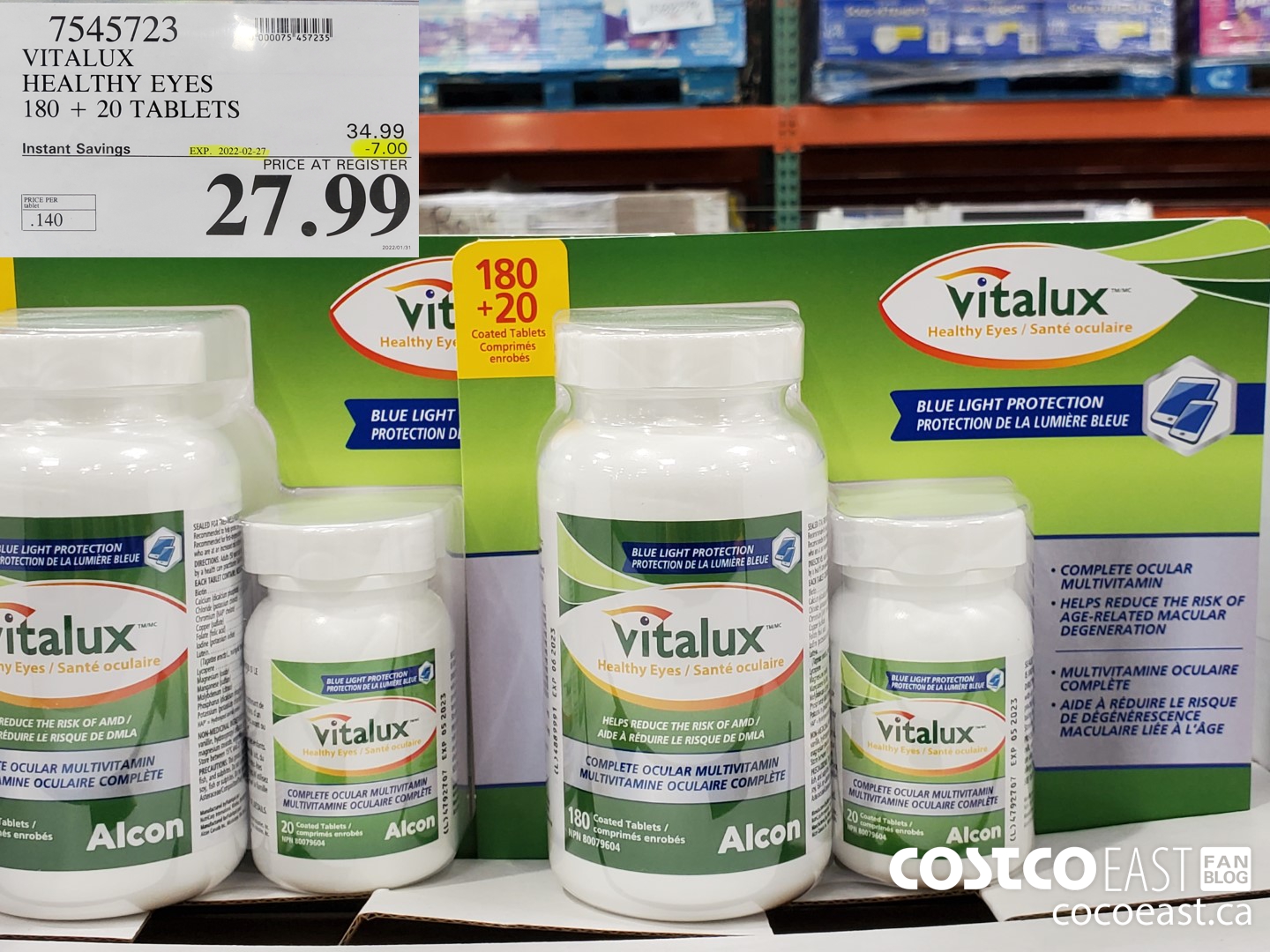7545723 VITALUX HEALTHY EYES 180 + 20 TABLETS ($7.00 INSTANT SAVINGS EXPIRES ON 2022-02-27) $27.99