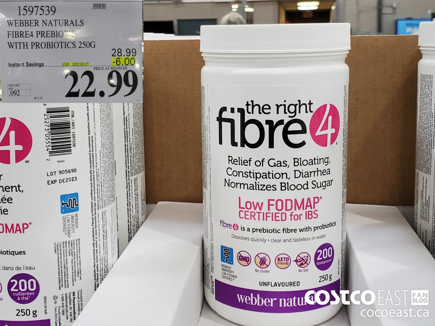 1597539 WEBBER NATURALS FIBRE4 PREBIOTIC WITH PROBIOTICS 250G ($6.00 INSTANT SAVINGS EXPIRES ON 2022-02-27) $22.99