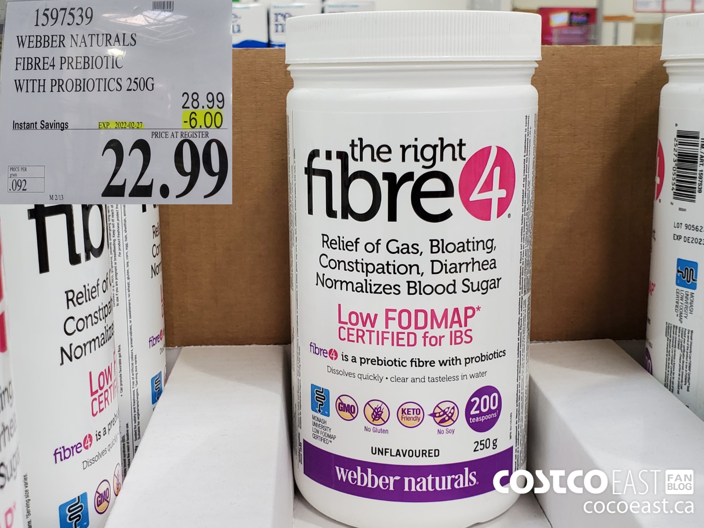 1597539 WEBBER NATURALS FIBRE4 PREBIOTIC WITH PROBIOTICS 250G ($6.00 INSTANT SAVINGS EXPIRES ON 2022-02-27) $22.99