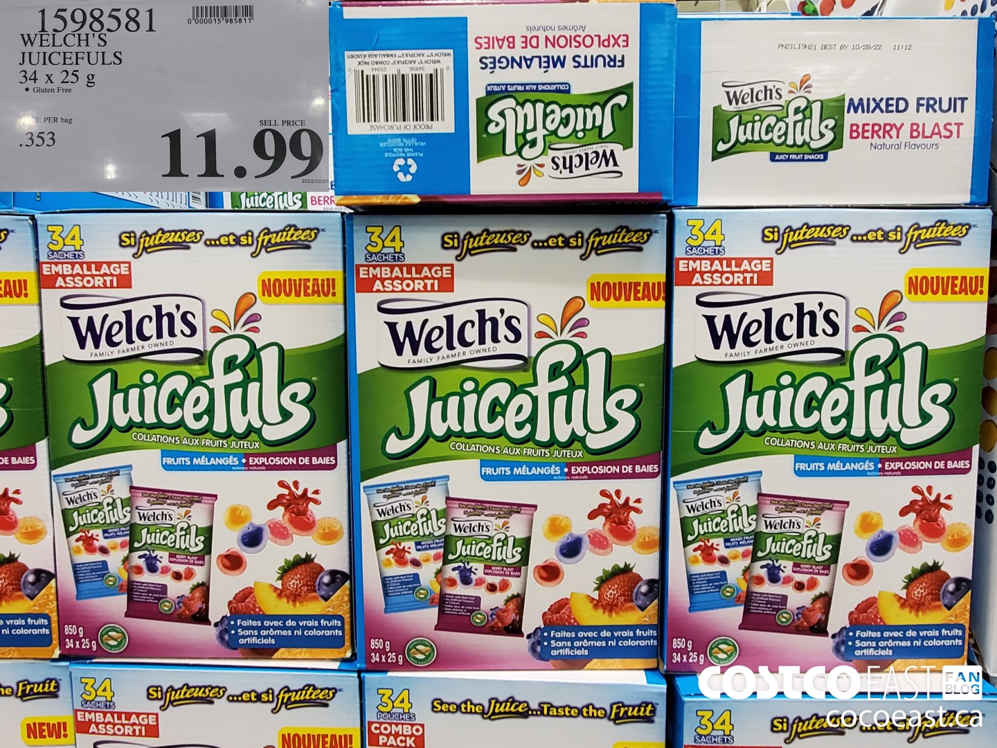 1598581 WELCH'S JUICEFULS 34 x 25 G $11.99
