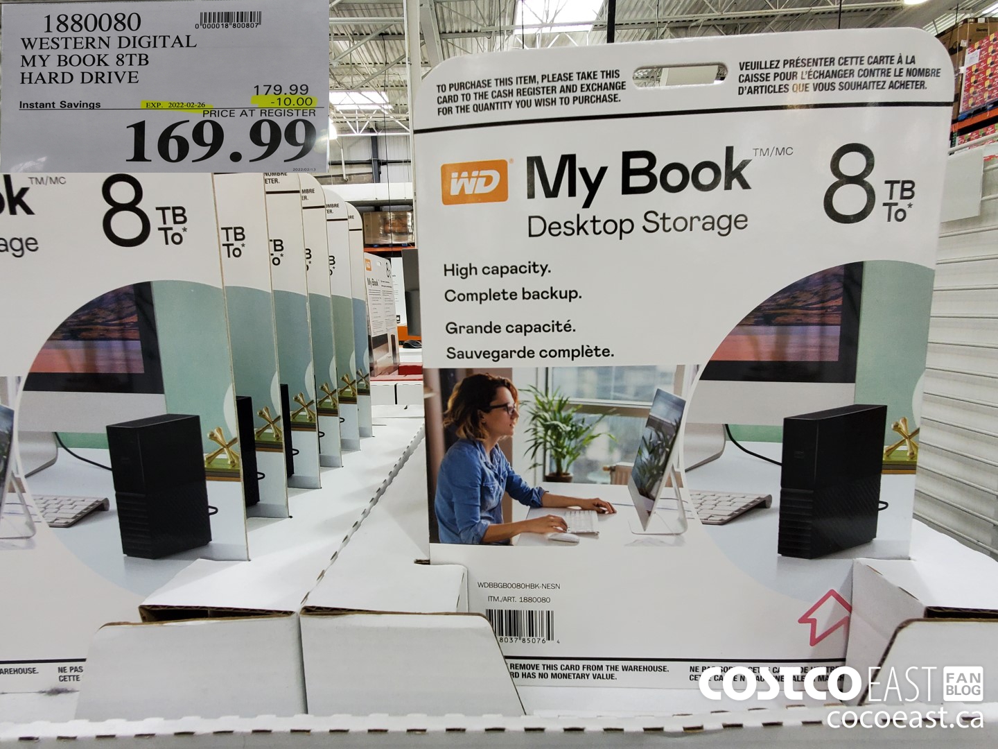 1880080 WESTERN DIGITAL MY BOOK 8TB HARD DRIVE ($10.00 INSTANT SAVINGS EXPIRES ON 2022-02-26) $169.99