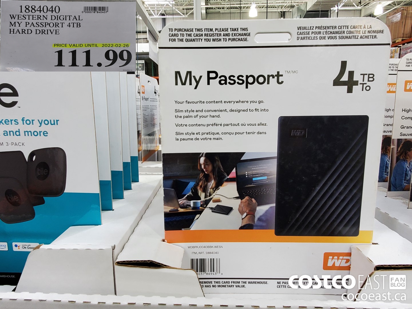 1884040 WESTERN DIGITAL MY PASSPORT 4TB HARD DRIVE $111.99