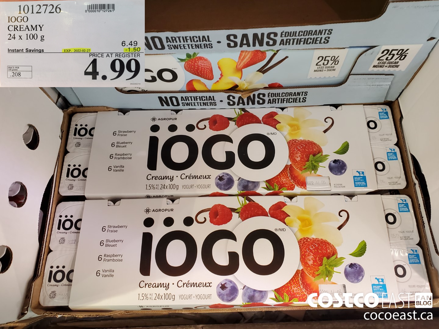 1012726 lOGO CREAMY 24 x 100 g ($1.50 INSTANT SAVINGS EXPIRES ON 2022-02-27) $4.99