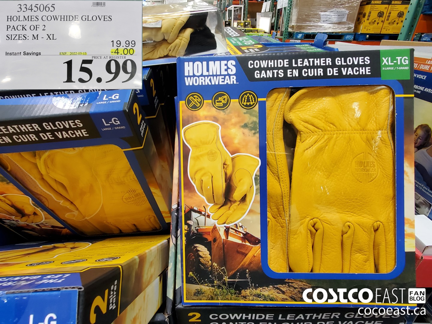 3345065 HOLMES COWHIDE GLOVES PACK OF 2 SIZES: M- XL ($4.00 INSTANT SAVINGS EXPIRES ON 2022-03-13) $15.99