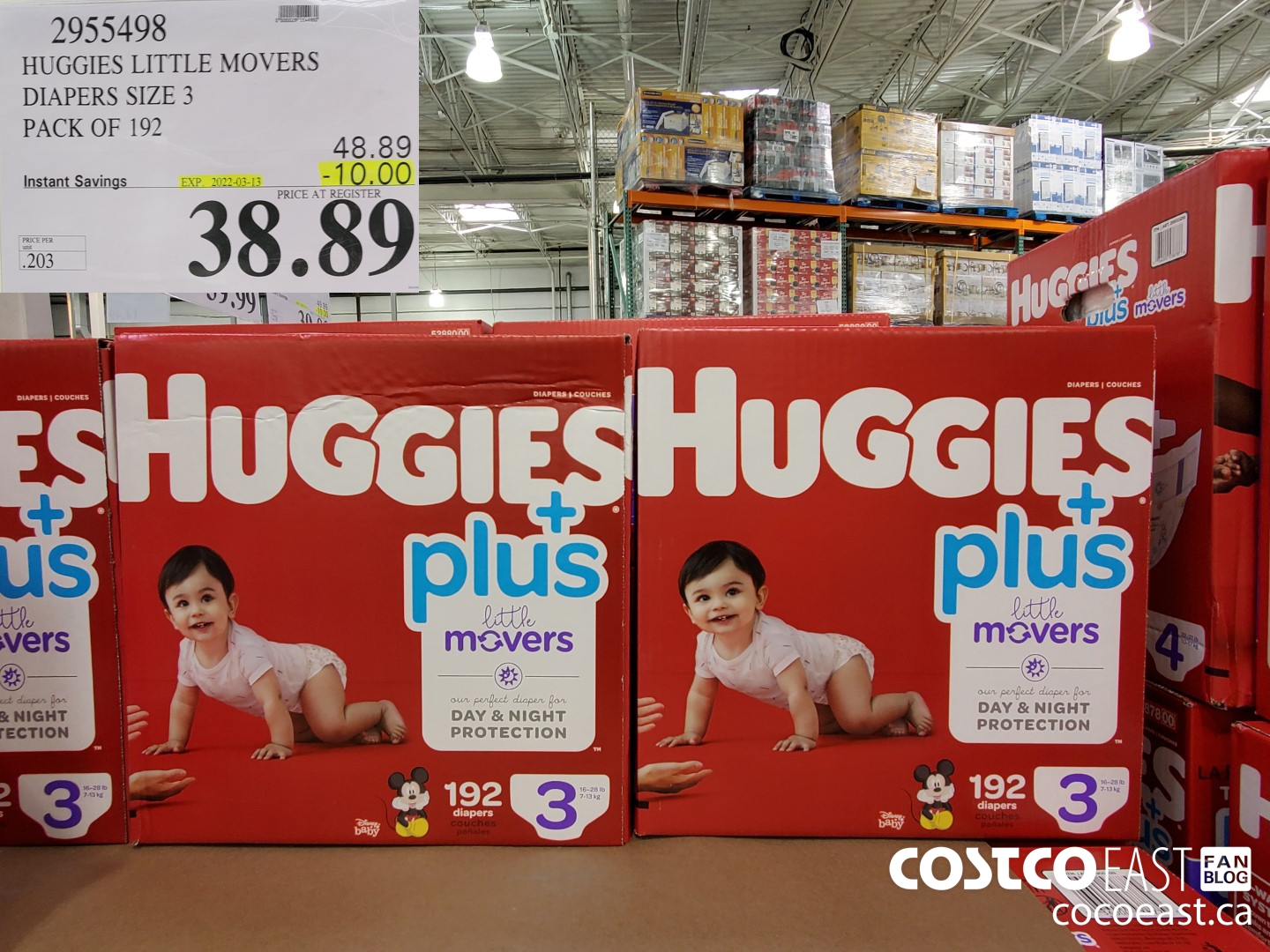 2955498 HUGGIES LITTLE MOVERS DIAPERS SIZE 3 PACK OF 192 ($10.00 INSTANT SAVINGS EXPIRES ON 2022-03-13) $38.89