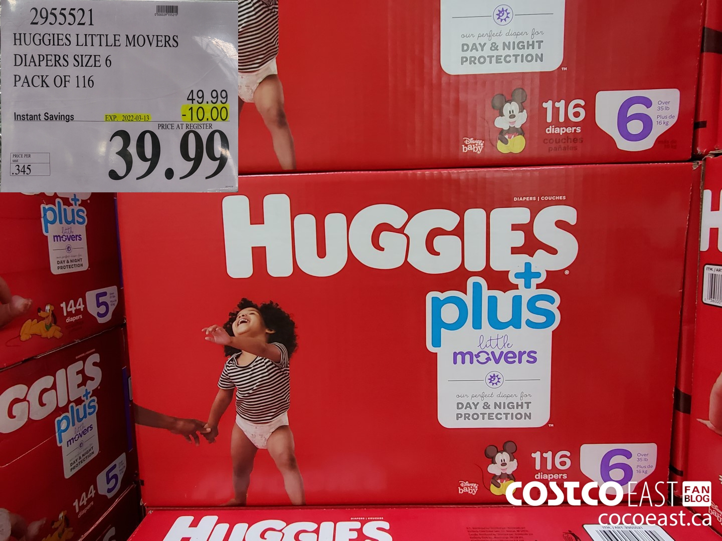 2955521 HUGGIES LITTLE MOVERS DIAPERS SIZE 6 PACK OF 116 ($10.00 INSTANT SAVINGS EXPIRES ON 2022-03-13) $39.99