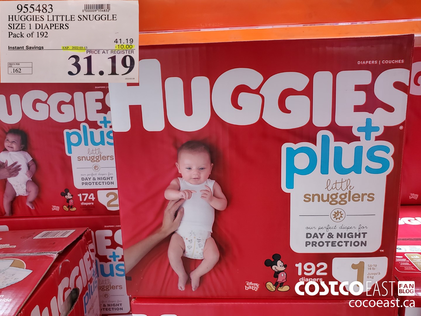 955483 HUGGIES LITTLE SNUGGLE SIZE 1 DIAPERS PACK OF 192 ($10.00 INSTANT SAVINGS EXPIRES ON 2022-03-13) $31.19