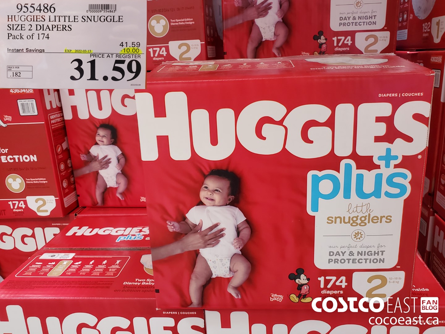 955486 HUGGIES LITTLE SNUGGLE SIZE 2 DIAPERS PACK OF 174 ($10.00 INSTANT SAVINGS EXPIRES ON 2022-03-13) $31.59