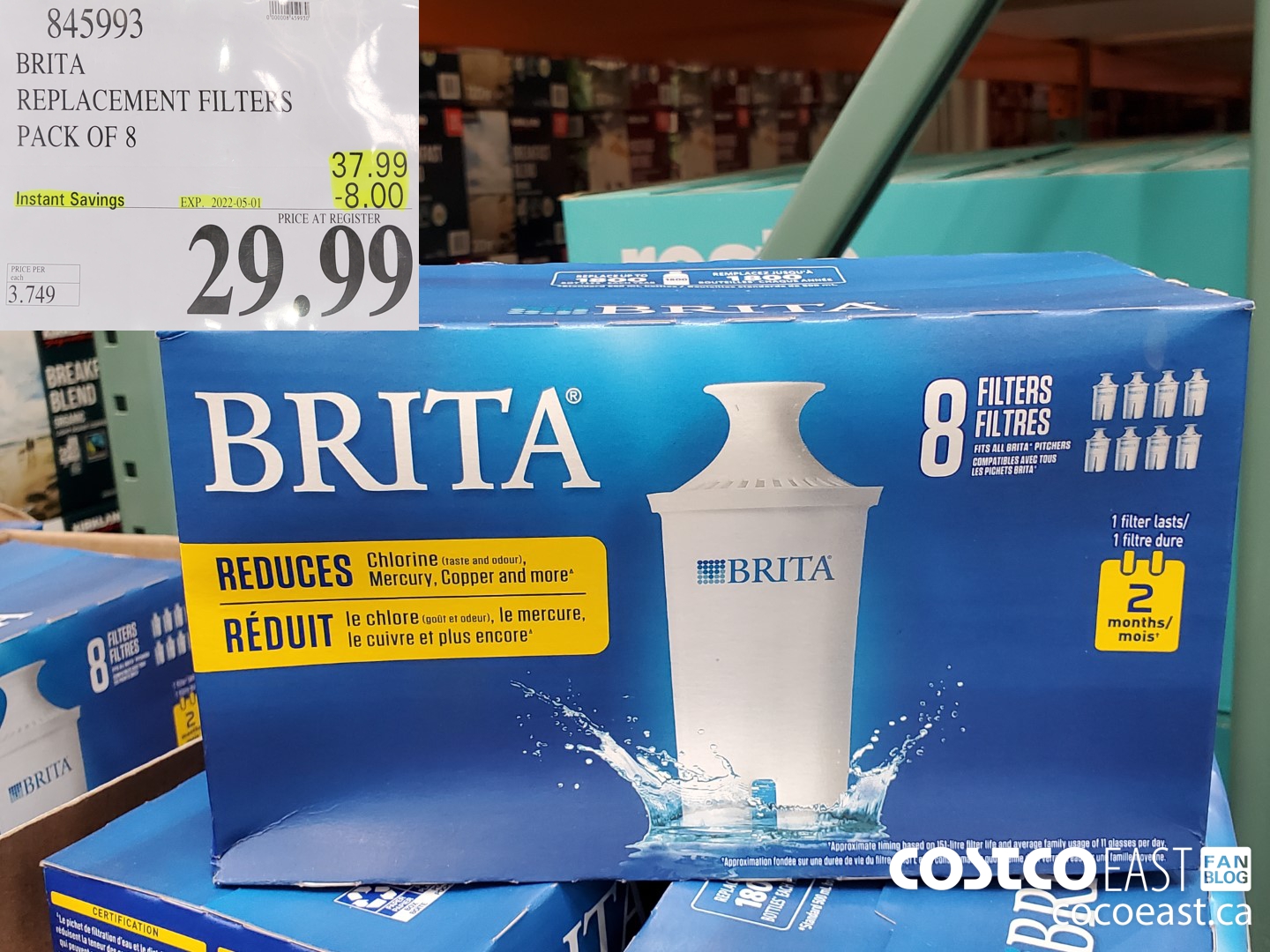 845993 BRITA REPLACEMENT FILTERS PACK OF 8 ($8.00 INSTANT SAVINGS EXPIRES ON 2022-05-01) $29.99