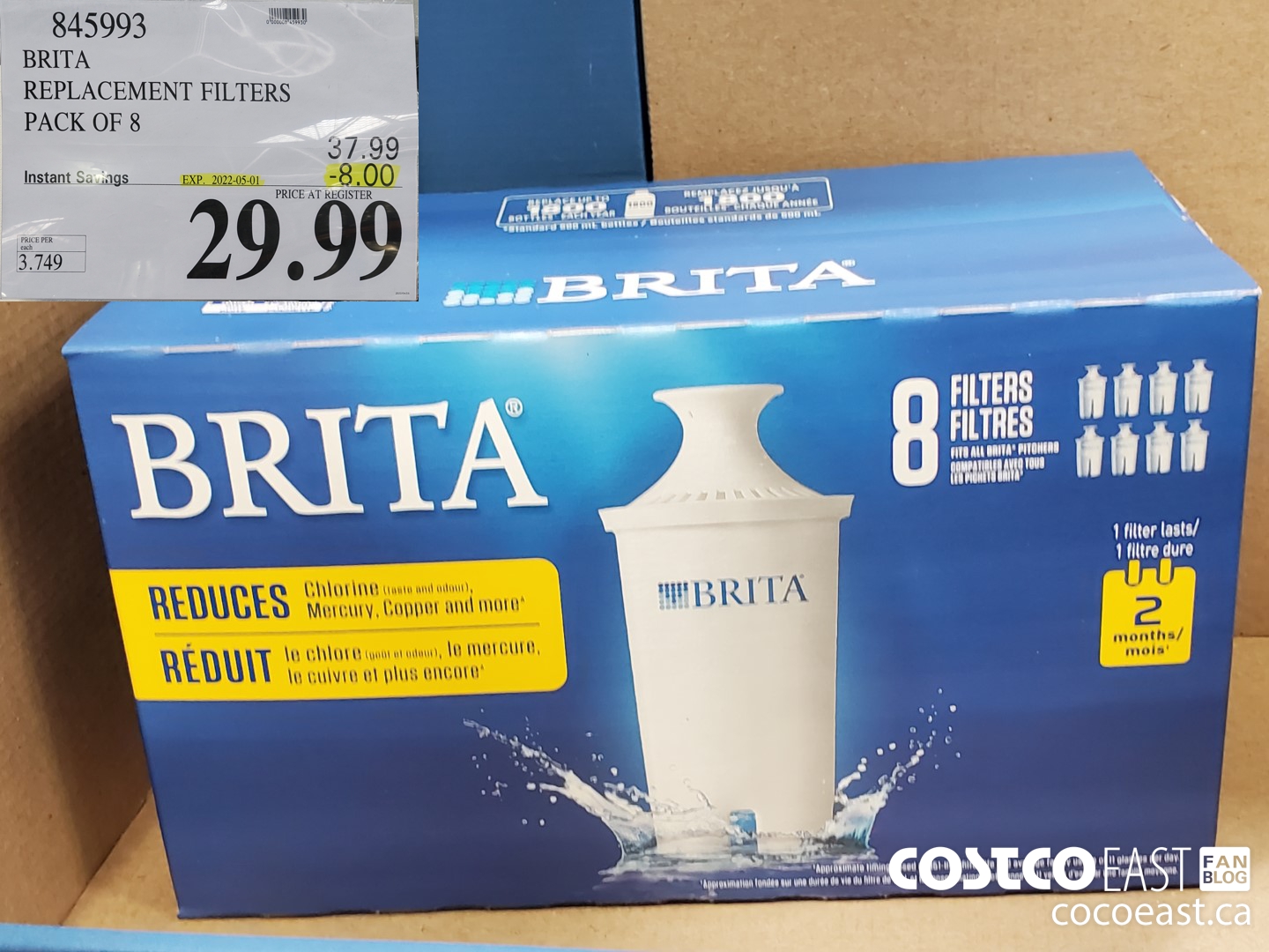 845993 BRITA REPLACEMENT FILTERS PACK OF 8 ($8.00 INSTANT SAVINGS EXPIRES ON 2022-05-01) $29.99