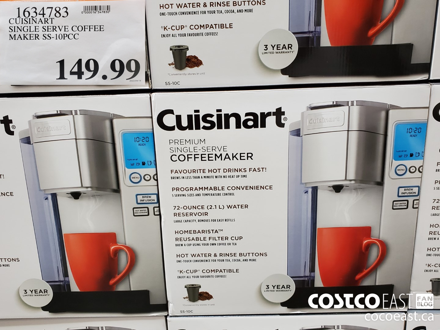 1634783 CUISINART SINGLE SERVE COFFEE MAKER SS-10PCC $149.99