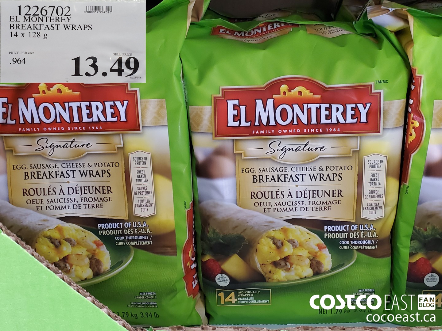 El Monterey Breakfast Wraps, 1.79 kg