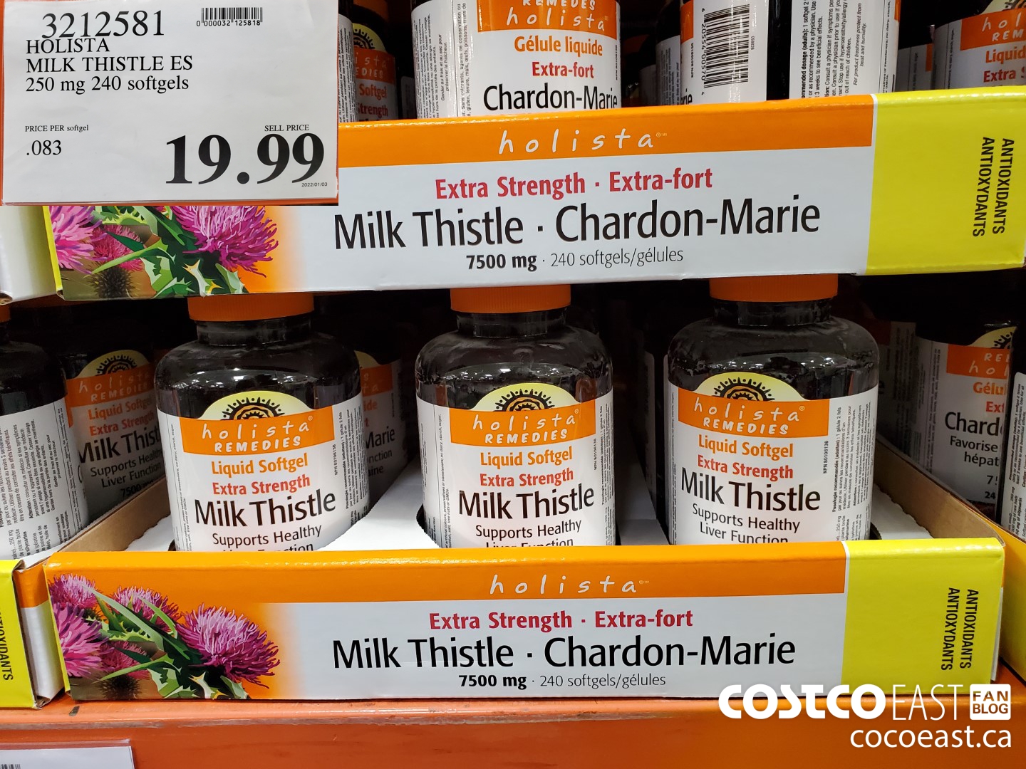 3212581 HOLISTA MILK THISTLE ES 250 mg 240 softgels $19.99