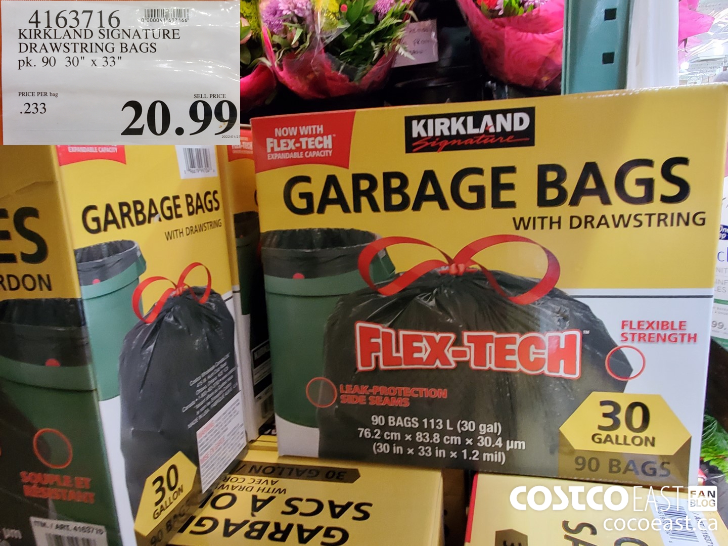 Kirkland Signature Clear Garbage Bags 31 X 43.5, 60 bags