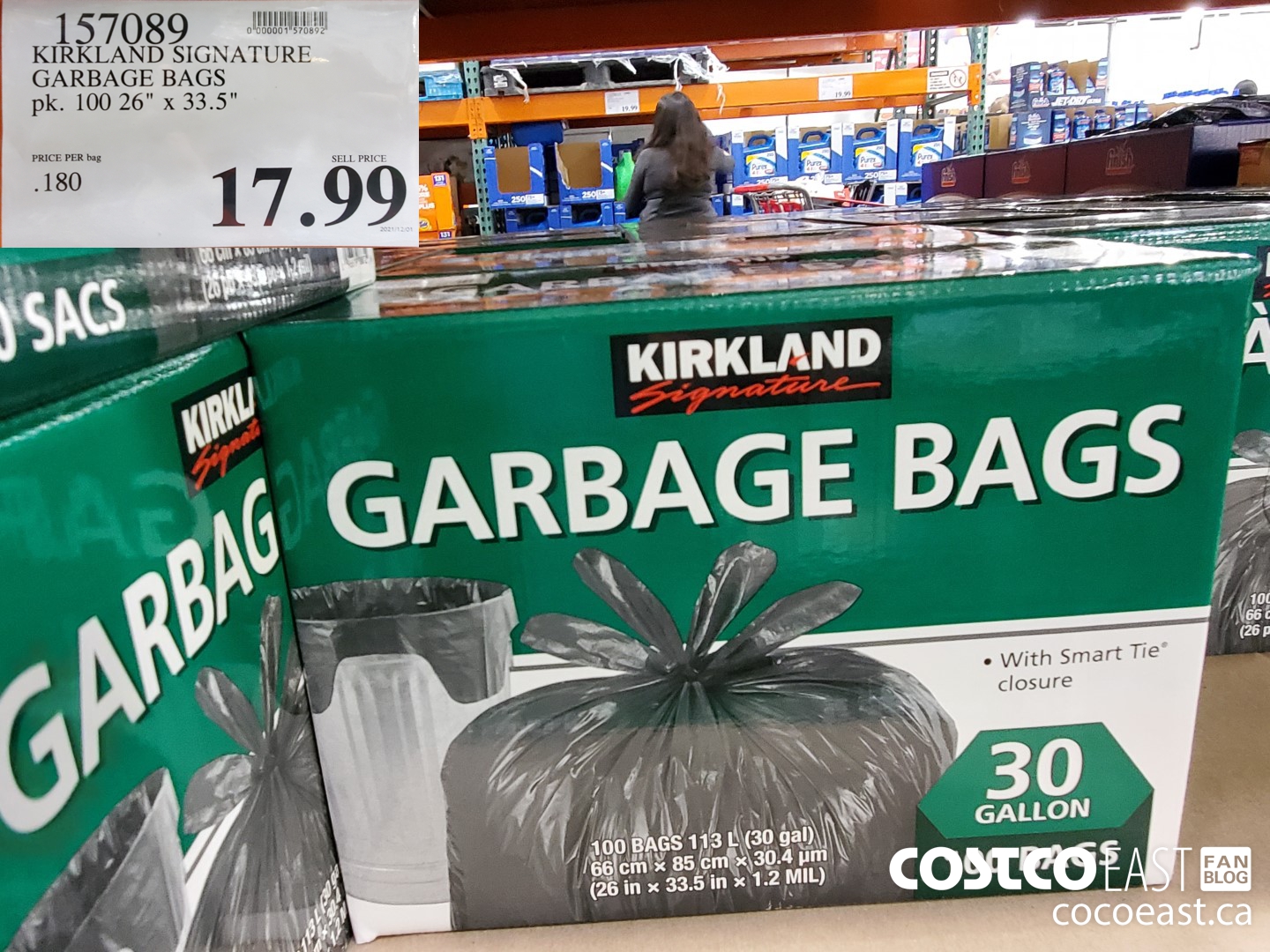 Kirkland Signature Smart Tie Garbage Bags, Pack of 100