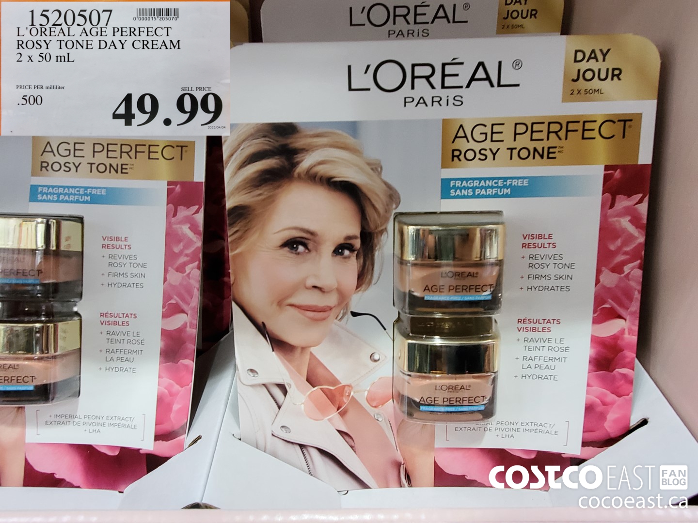 1520507 L'OREAL AGE PERFECT ROSY TONE DAY CREAM 2 x 50 ML $49.99