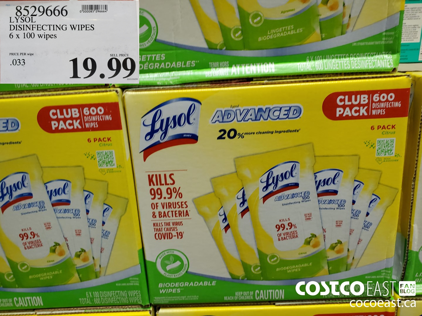 Lysol lingettes désinfectantes, agrumes, contenant de 110 lingettes