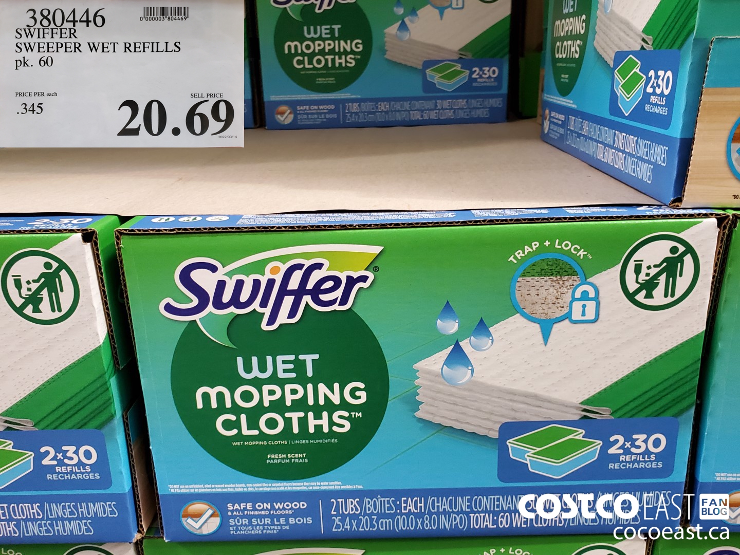 380446 SWIFFER SWEEPER WET REFILLS PACK OF 60 $20.69