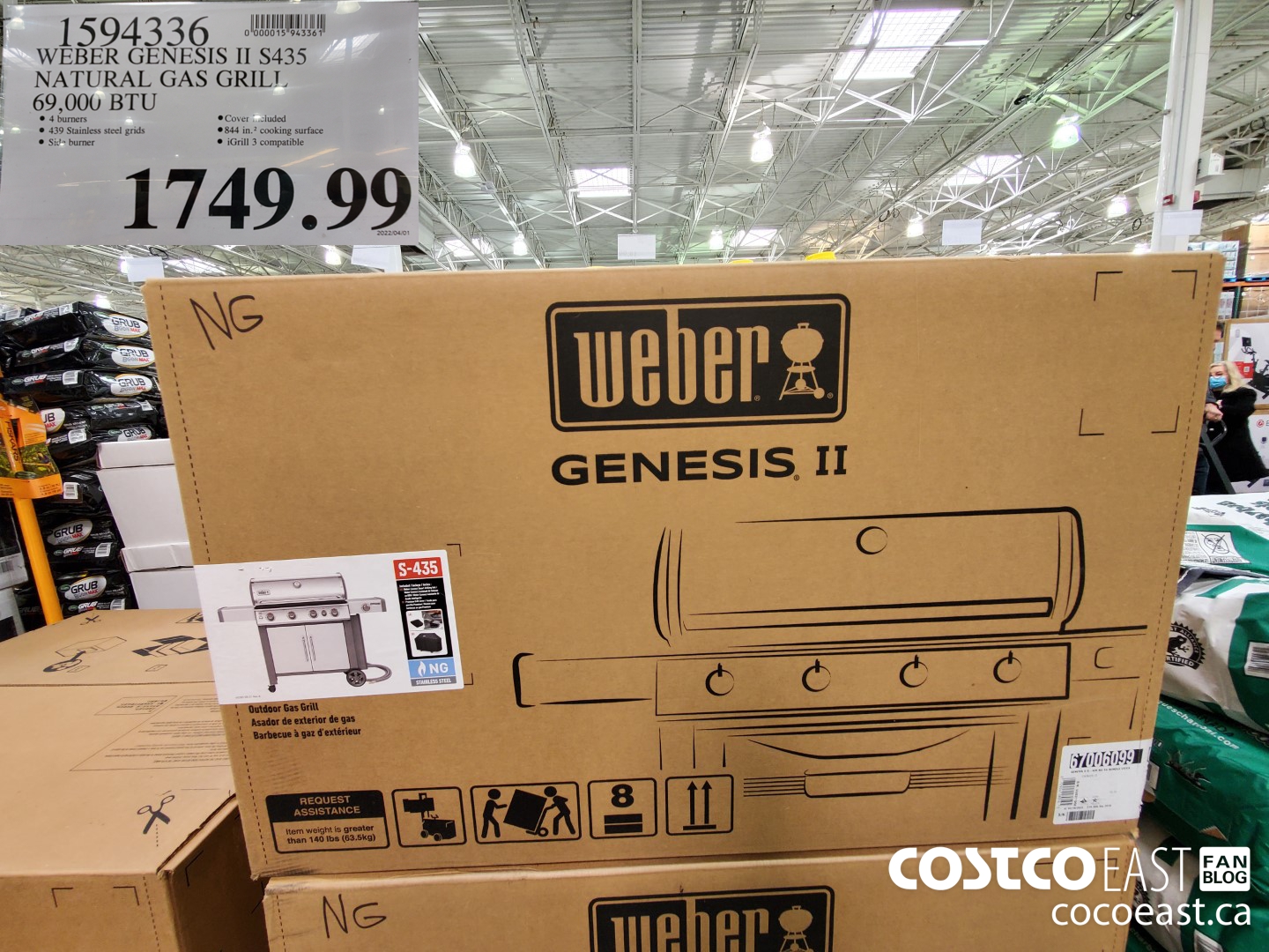 1594336 WEBER GENESIS II S435 NATURAL GAS GRILL 69,000 BTU $1749.99
