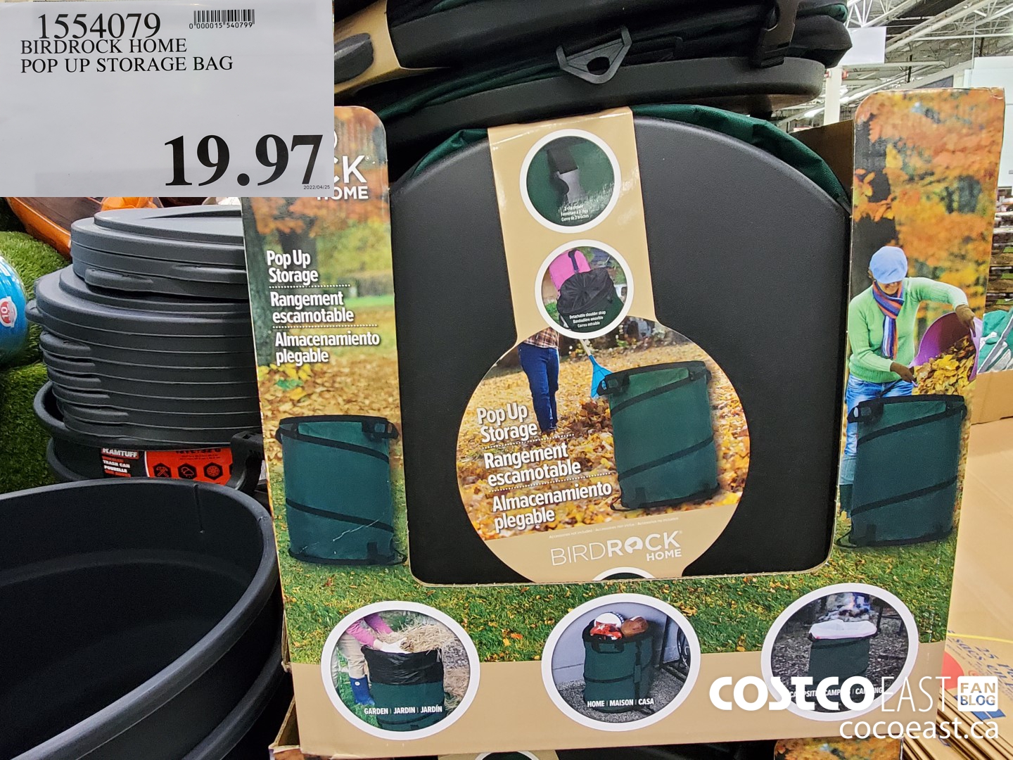 1554079 BIRDROCK HOME POP UP STORAGE BAG $19.97