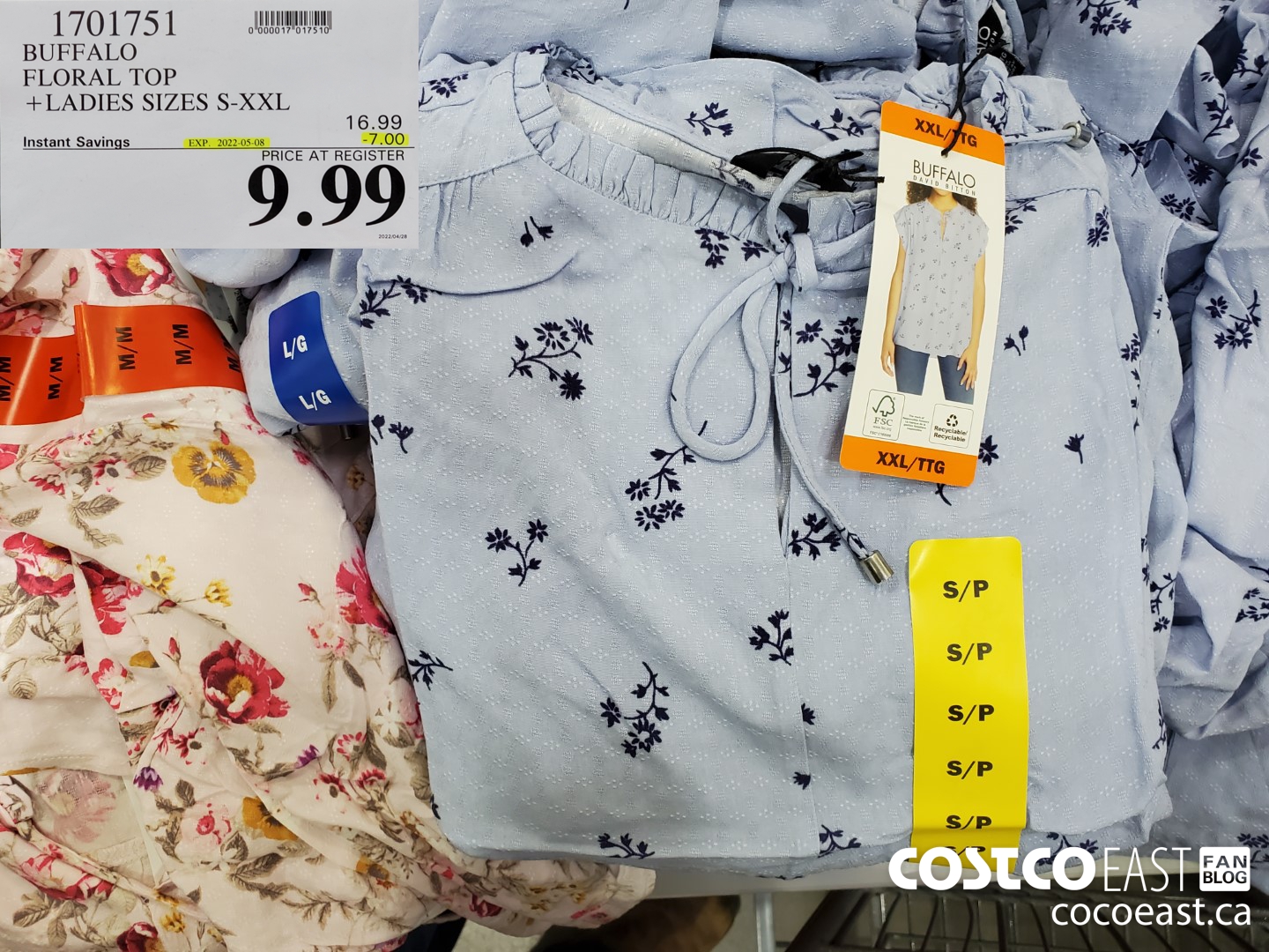 1701751 BUFFALO FLORAL TOP +LADIES SIZES S-XXL ($7.00 INSTANT SAVINGS EXPIRES ON 2022-05-08) $9.99