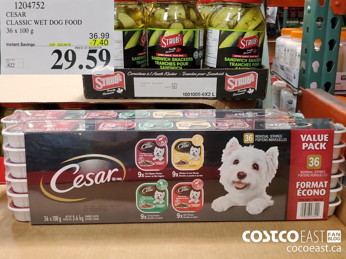 1204752 CESAR VARIETY PRODUCT OF U.S.A. 36 x 100 g ($7.40 INSTANT SAVINGS EXPIRES ON 2022-06-26) $29.59