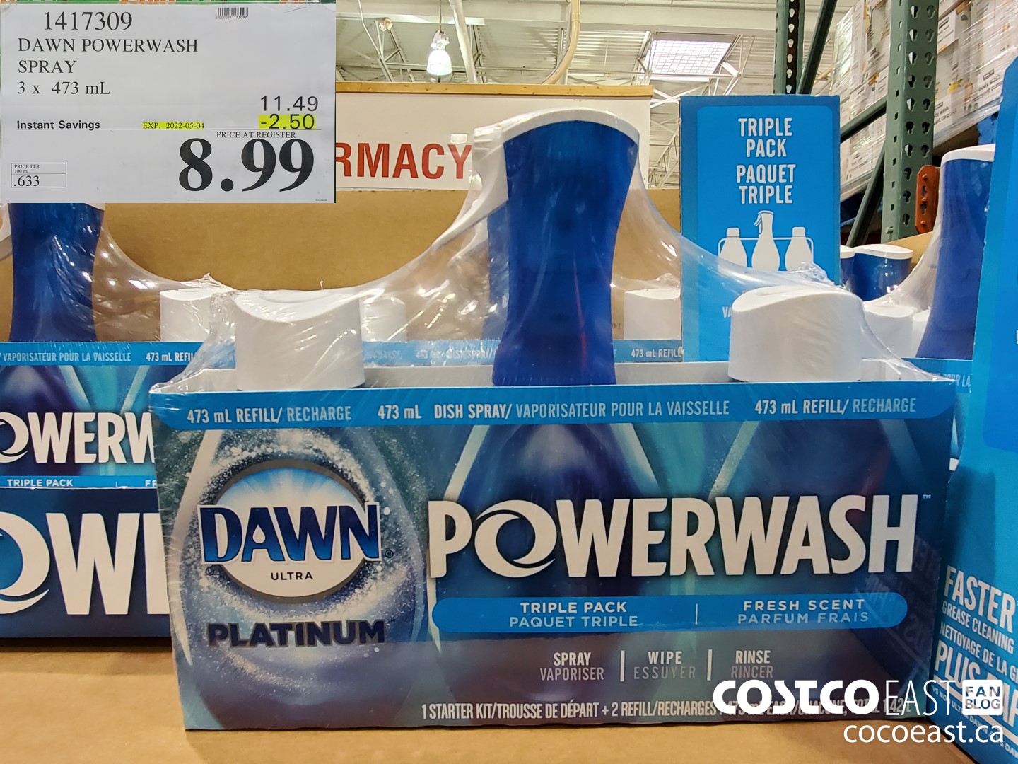 1417309 DAWN POWERWASH VALUE PACK 3 x 473 mL ($2.50 INSTANT SAVINGS EXPIRES ON 2022-05-04) $8.99