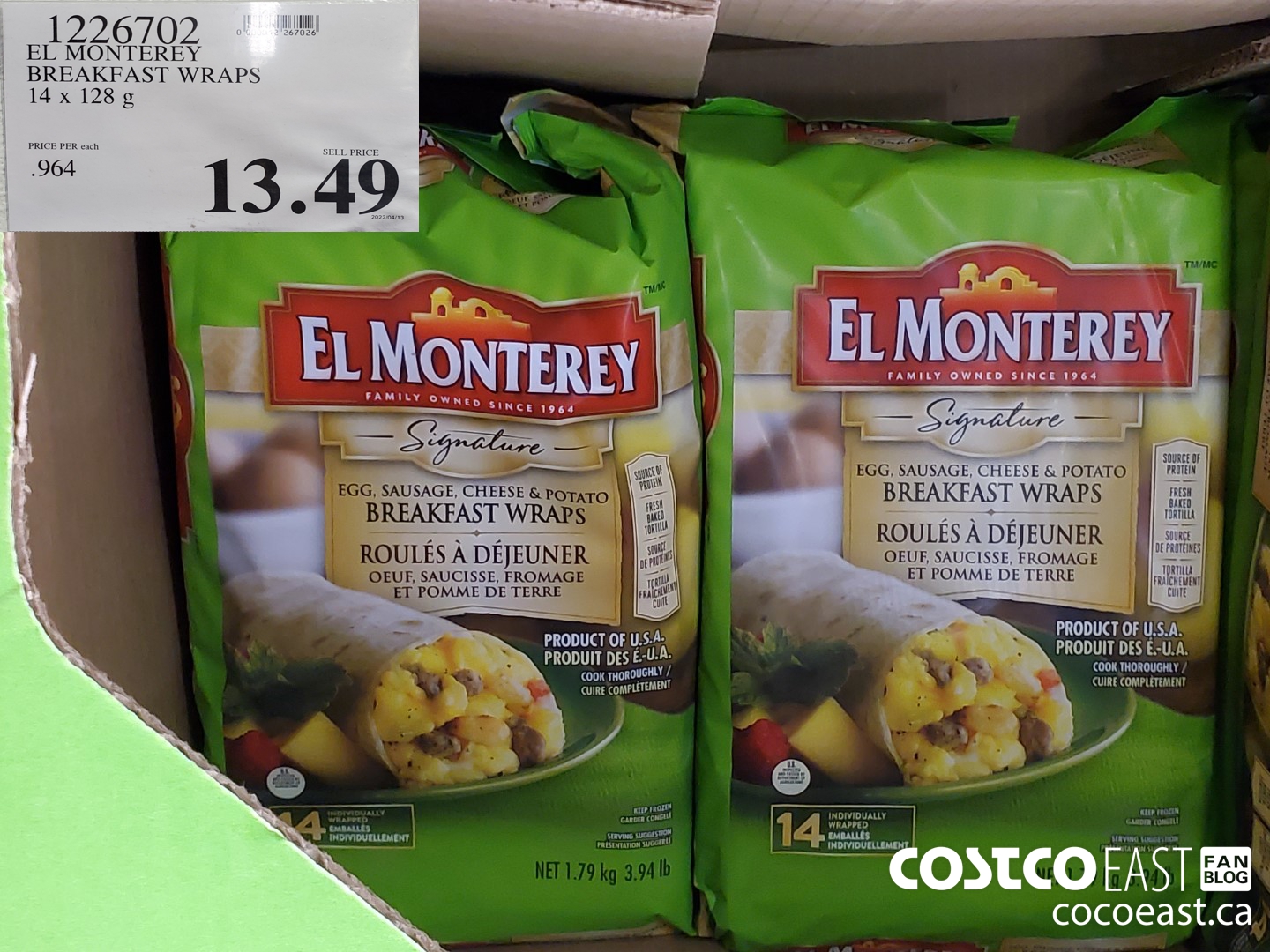 El Monterey Breakfast Wraps, 1.79 kg