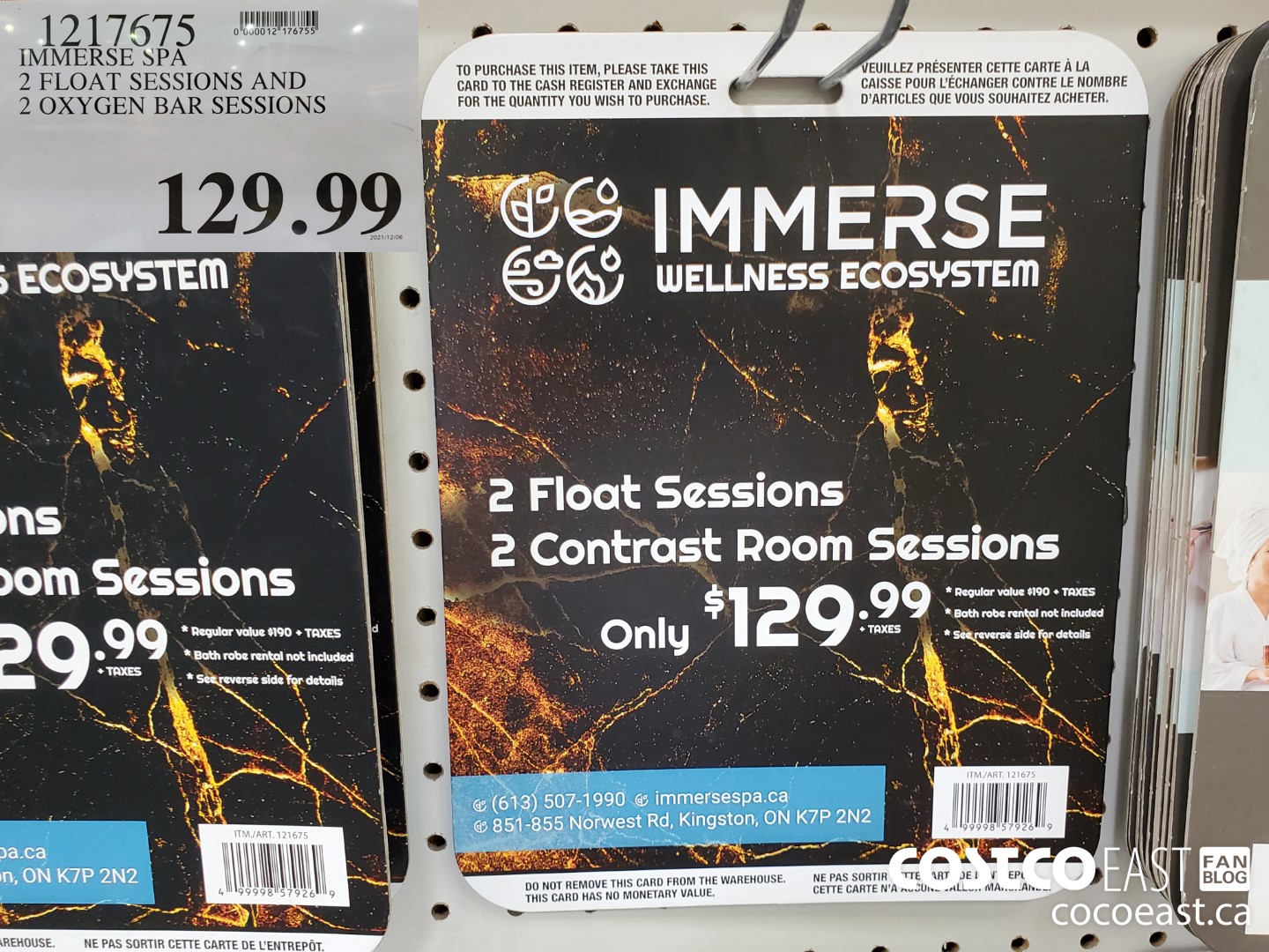 1217675 IMMERSE SPA 2 FLOAT SESSIONS AND 2 OXYGEN BAR SESSIONS $129.99