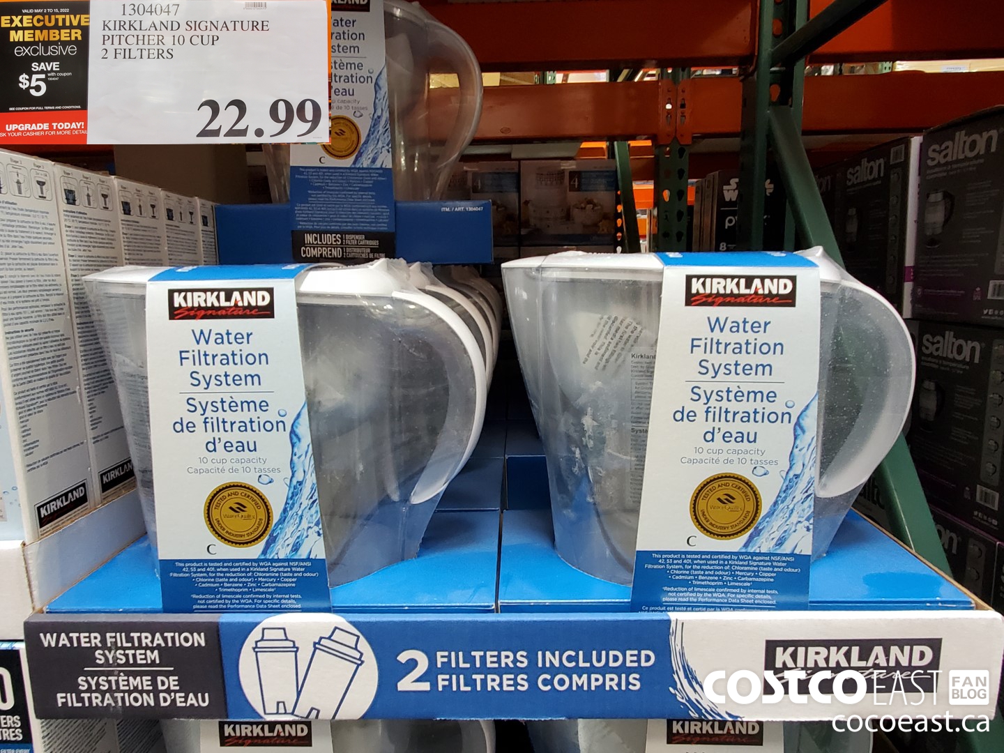 1304047 KIRKLAND SIGNATURE WATER FILTRATION PITCHER ($5.00 INSTANT SAVINGS EXPIRES ON 2022-05-15) $17.99