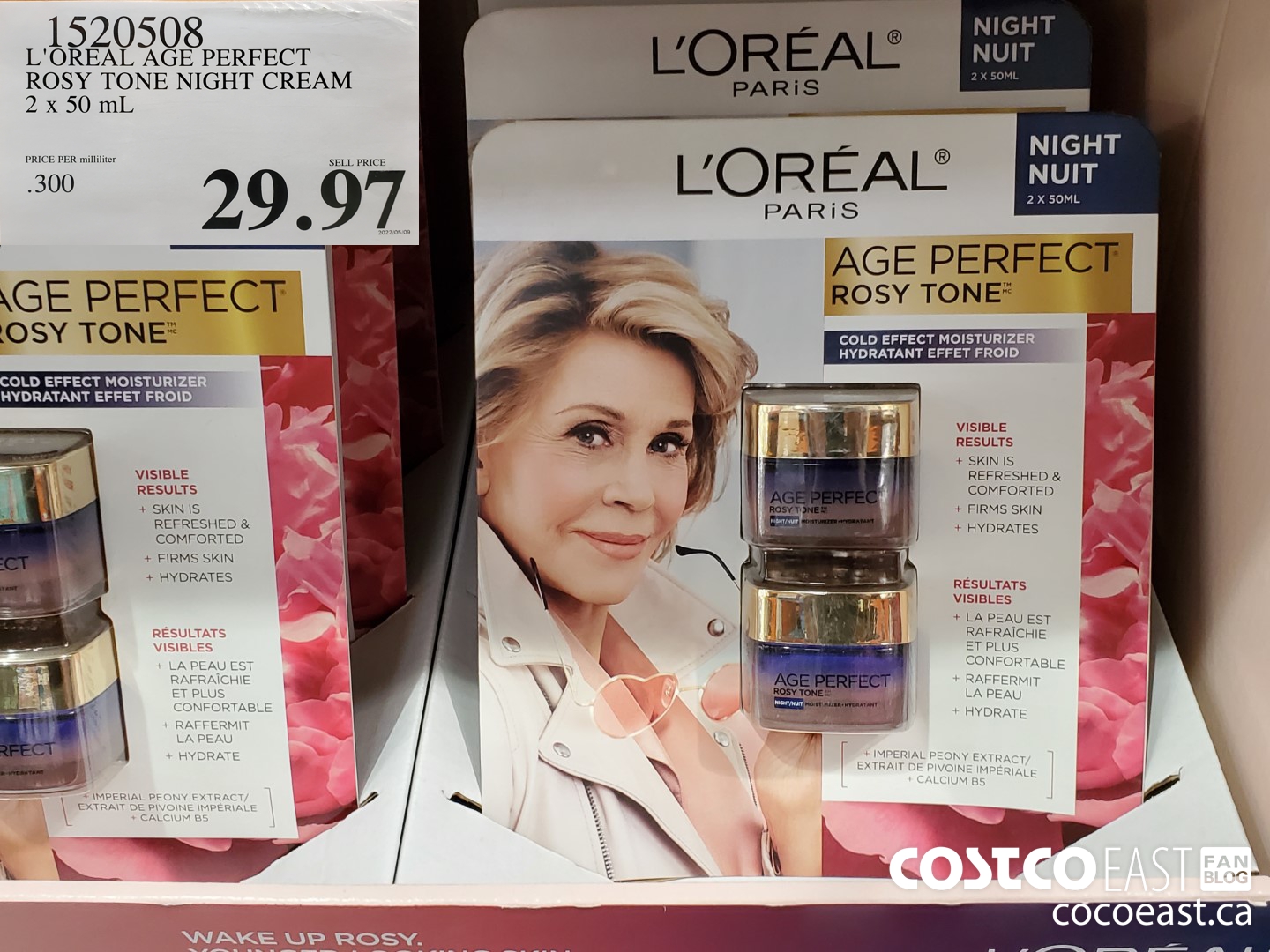 1520508 L'OREAT AGE PERFECT ROSY TONE NIGHT CREAM 2x 50 mL $29.97