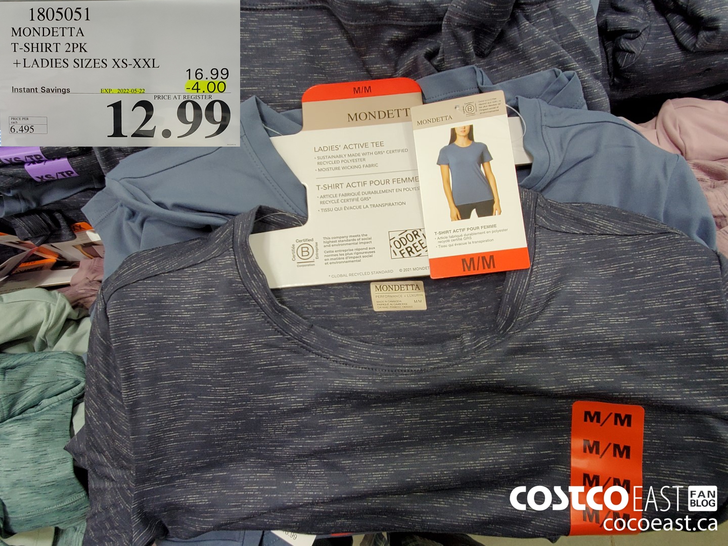 Costco] Mondetta Women's Active T-shirt, 2-pack - $9.97 - various