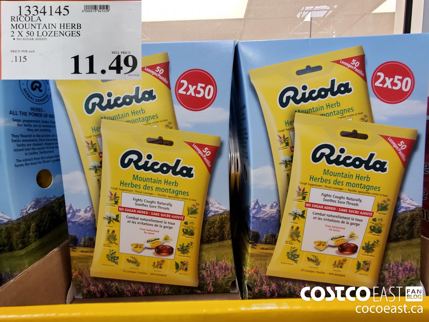 Ricola Gouttes contre la toux sans sucre ajouté aux herbes de montagne