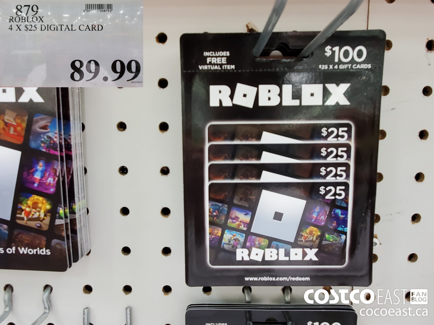 879 ROBLOX 4 X $25 DIGITAL CARD $89.99