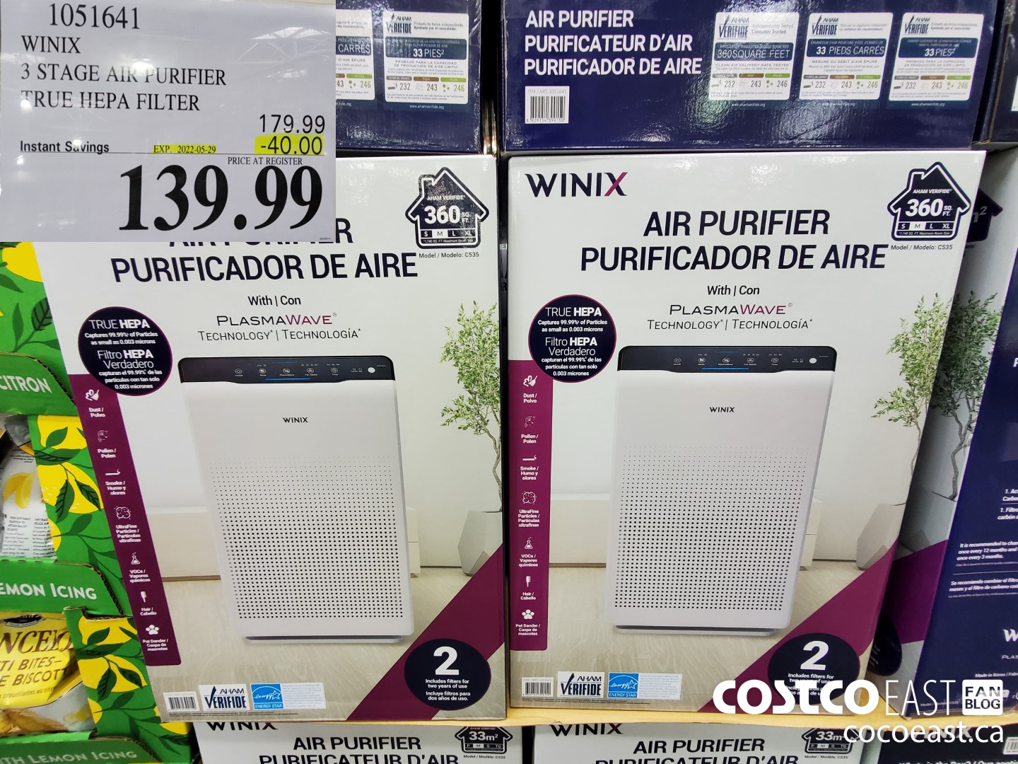 1051641 WINIX 3 STAGE AIR PURIFIER TRUE HEPA FILTER ($40.00 INSTANT SAVINGS EXPIRES ON 2022-05-29) $139.99