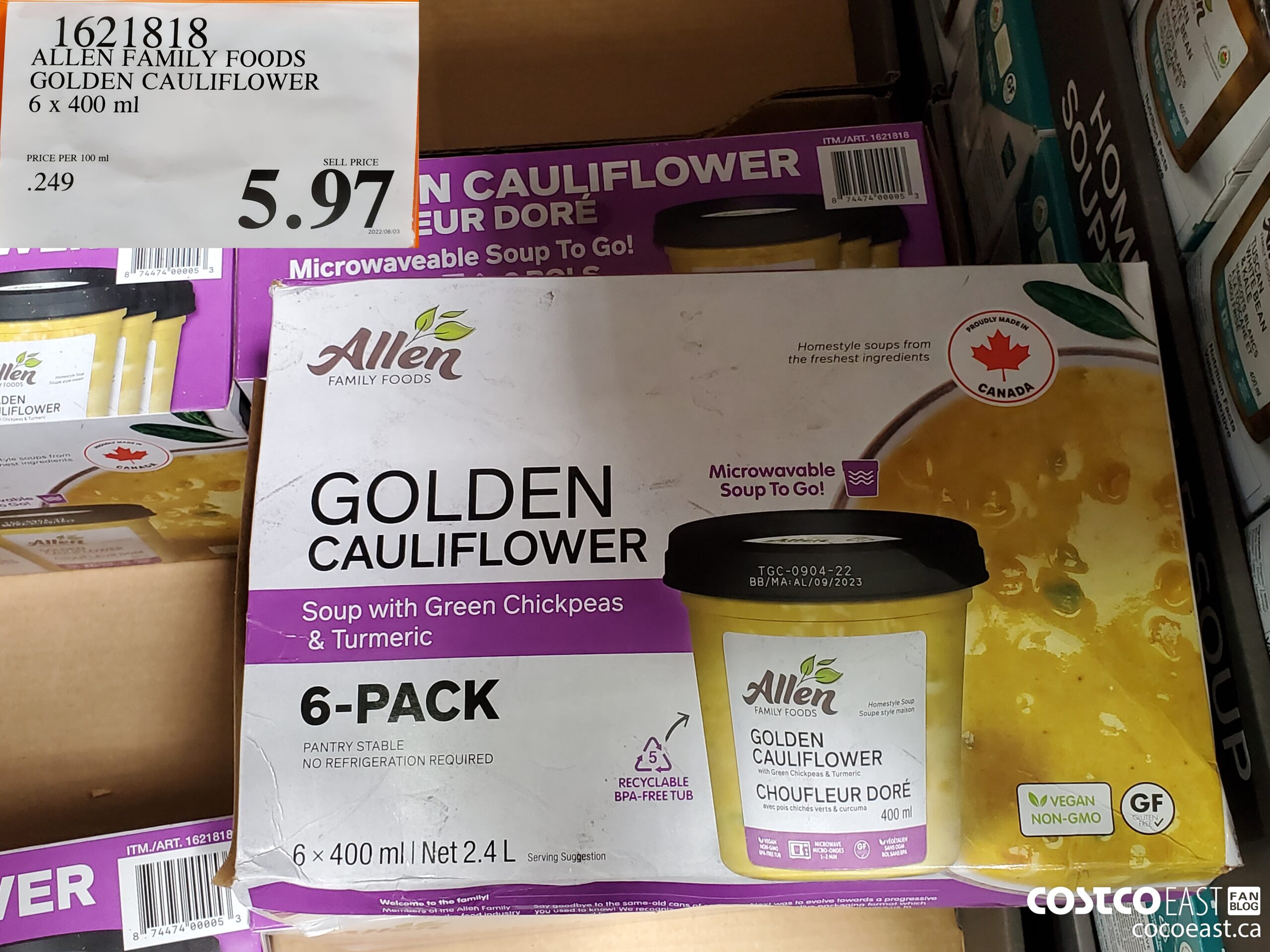 1621818 ALLEN FAMILY FOODS GOLDEN CAULIFLOWER 6 x 400 ml $5.97