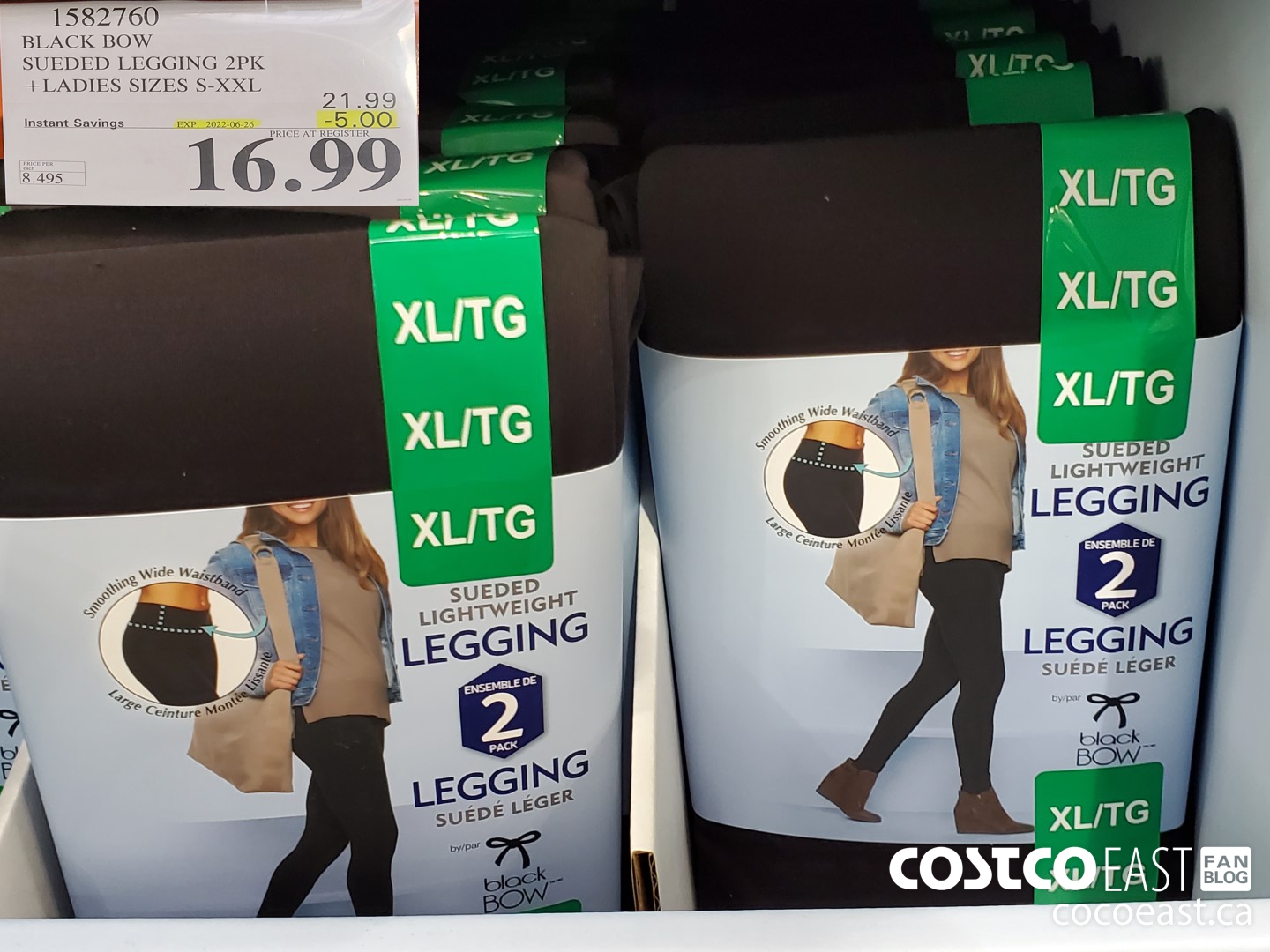 BLACK BOW SUEDED LEGGING 2PK +LADIES SIZES S-XXL at Costco