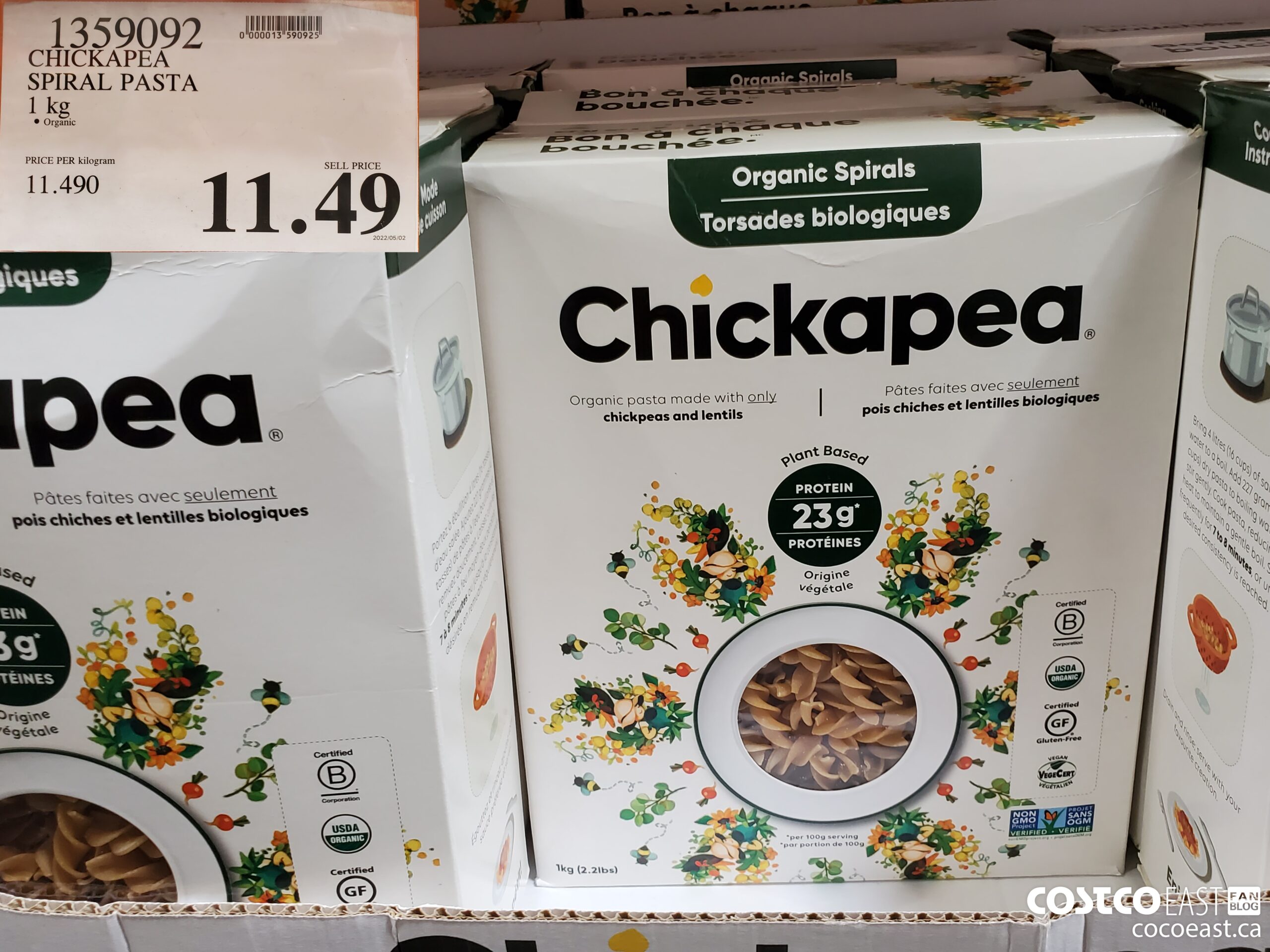 1359092 CHICKAPEA SPIRAL PASTA 1kg $11.49