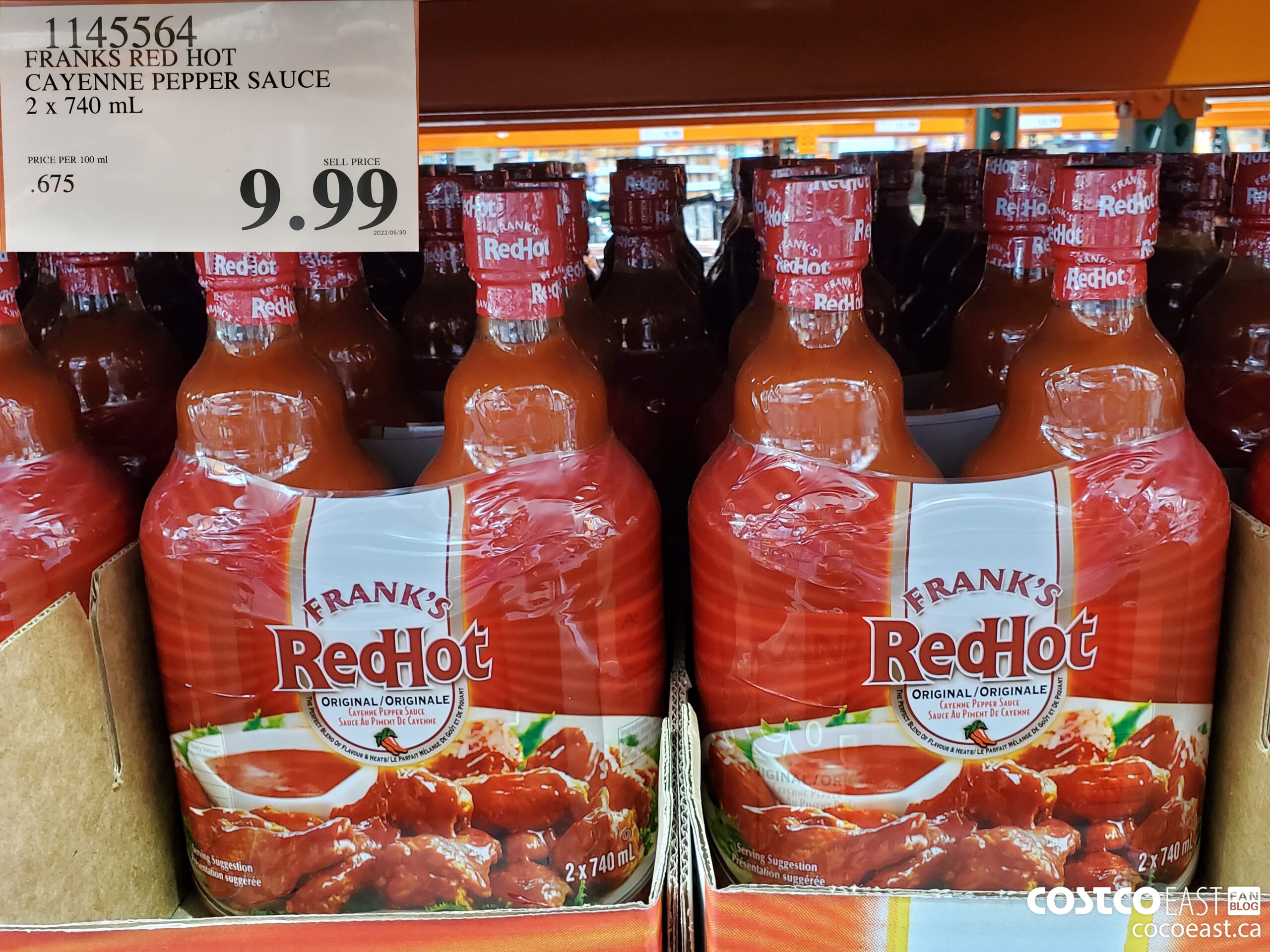1145564 FRANKS RED HOT CAYENNE PEPPER SAUCE 2 X 740 ML $9.99