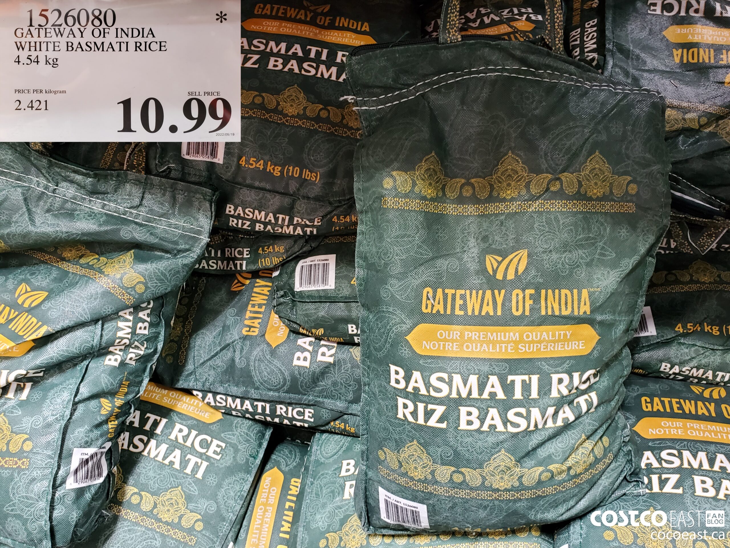 1526080 GATEWAY OF INDIA WHITE BASMATI RICE 4.54 kg $10.99