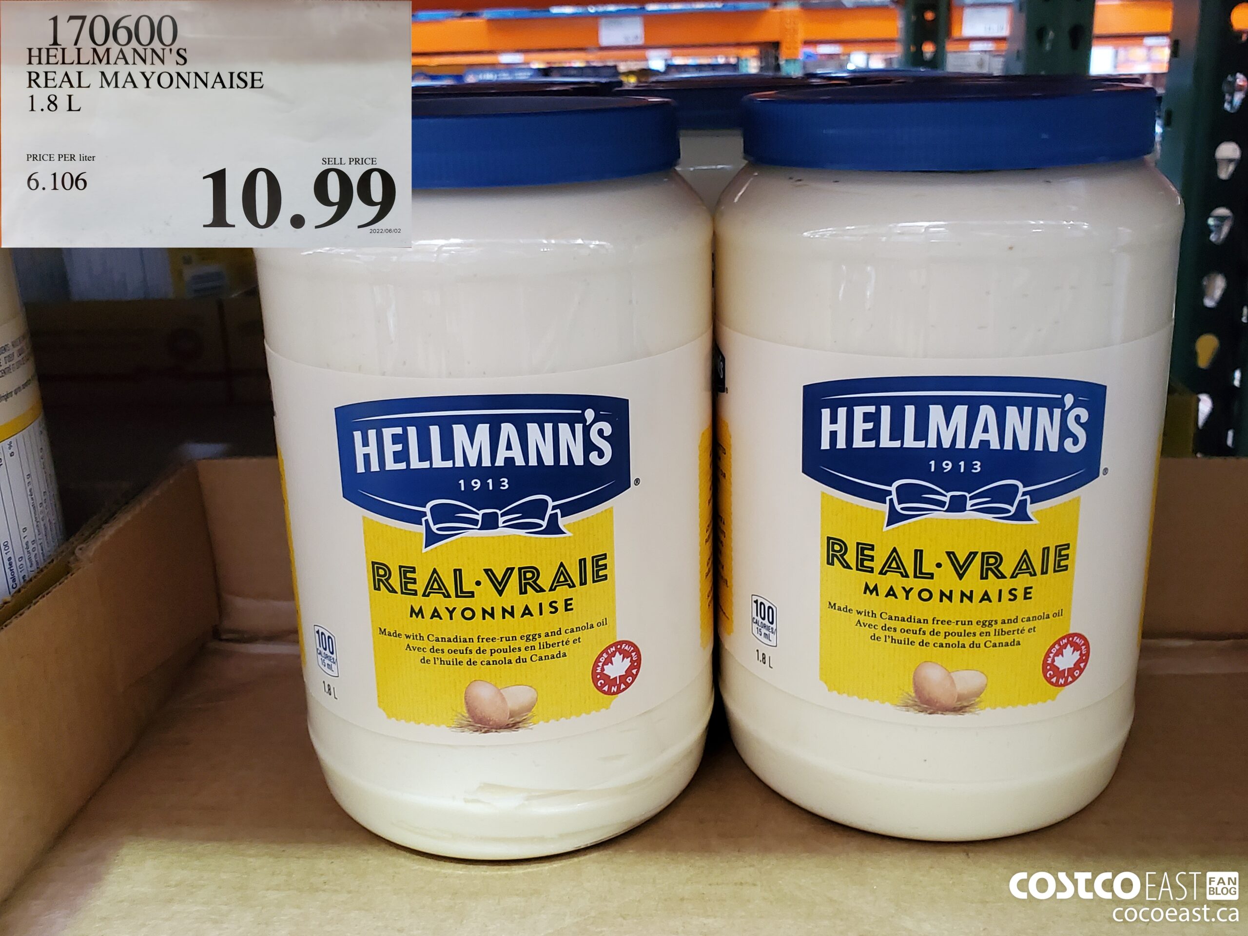 170600 HELLMANN'S REAL MAYONNAISE 1.8 L $10.99