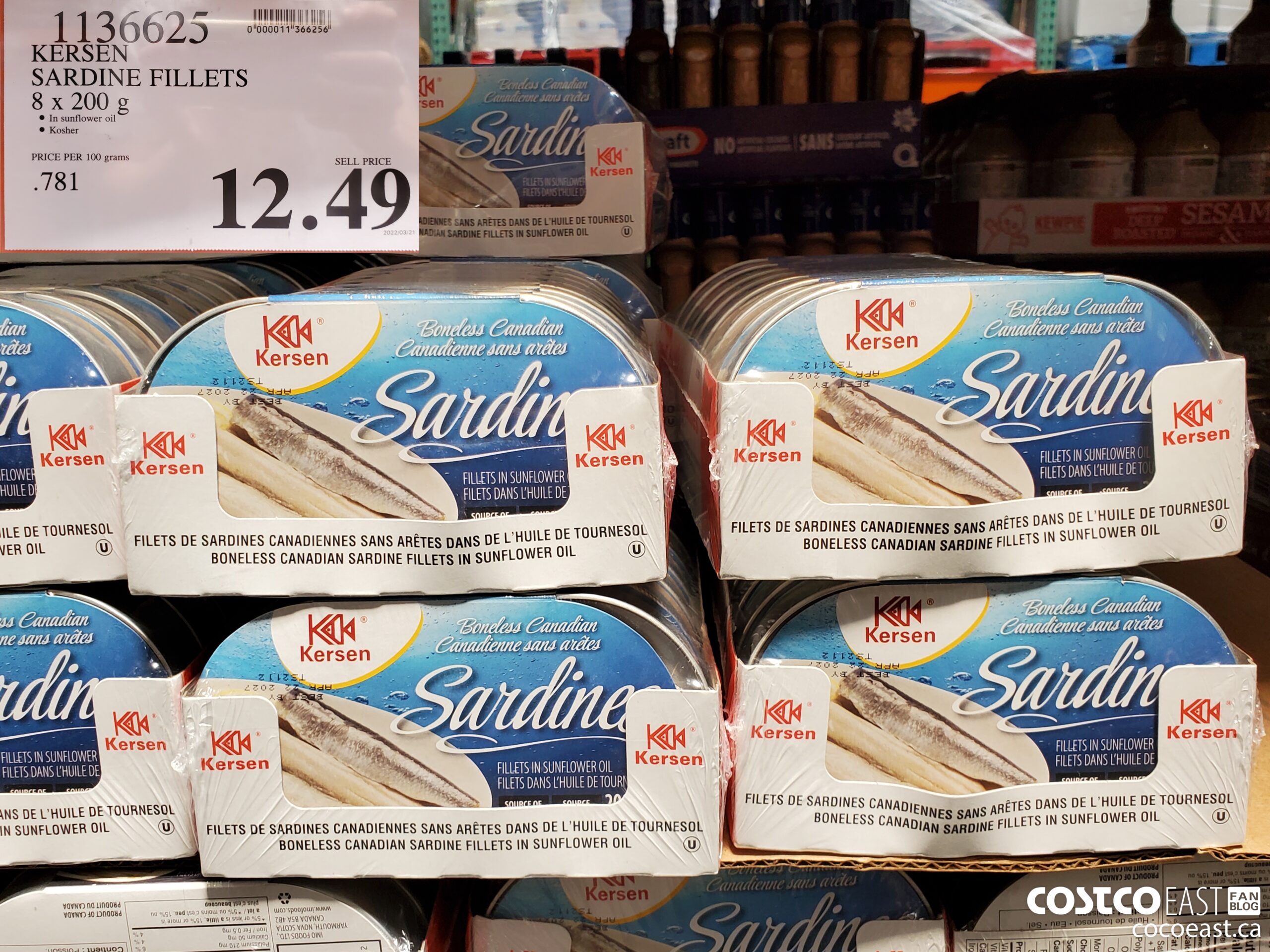 1136625 KERSEN SARDINE FILLETS 8 x 200 g $12.49