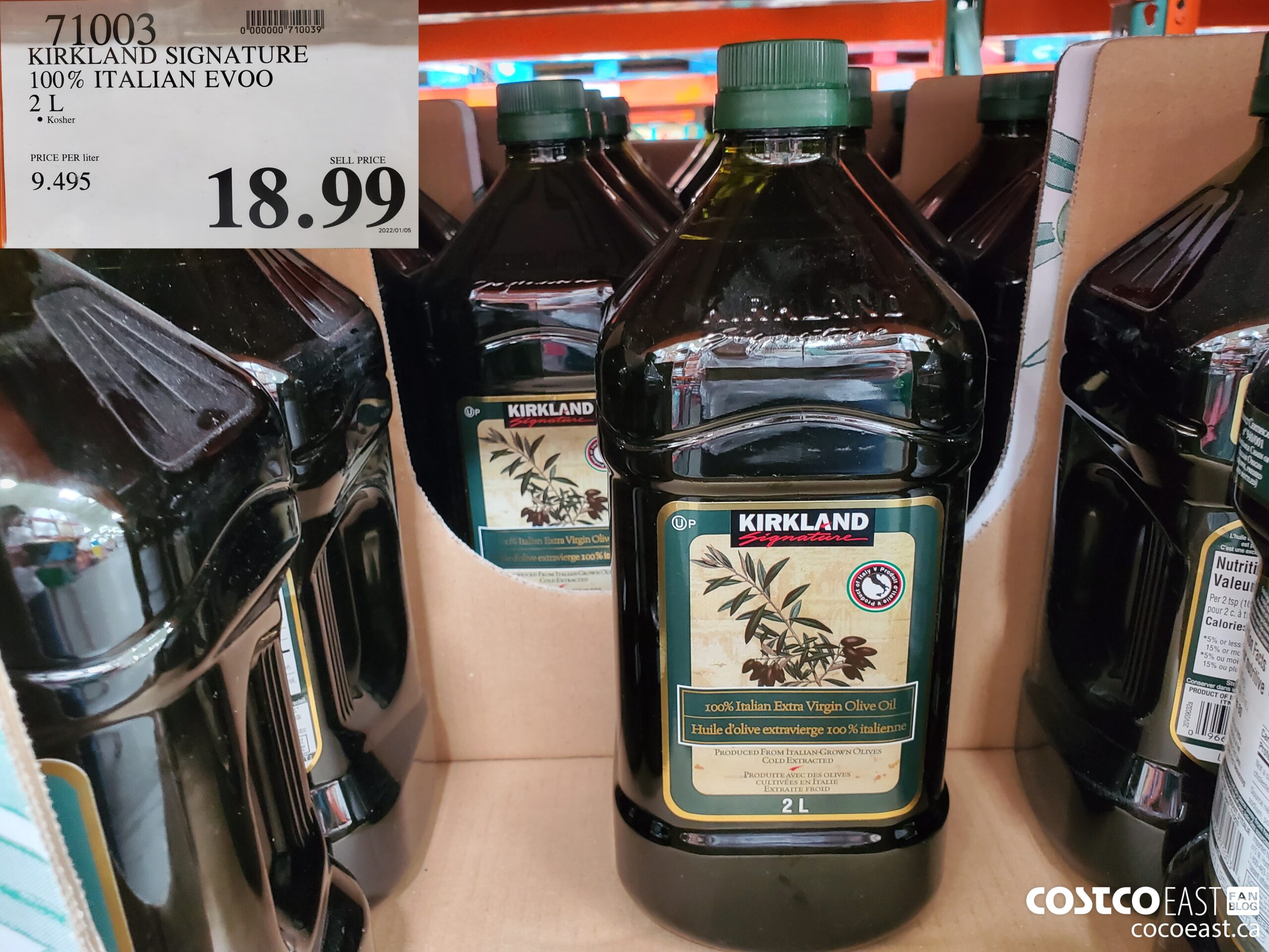 71003 KIRKLAND SIGNATURE 100% ITALIAN EVOO 2L $18.99