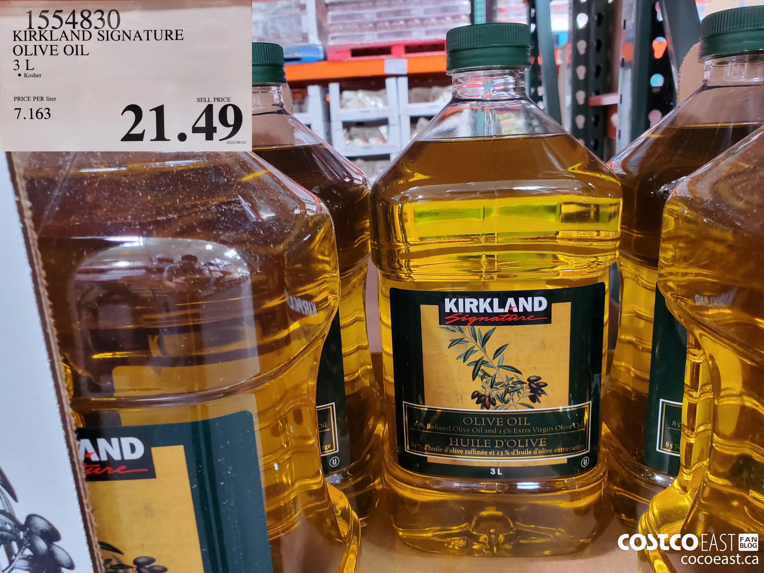 1554830 KIRKLAND SIGNATURE OLIVE OIL 3L $21.49