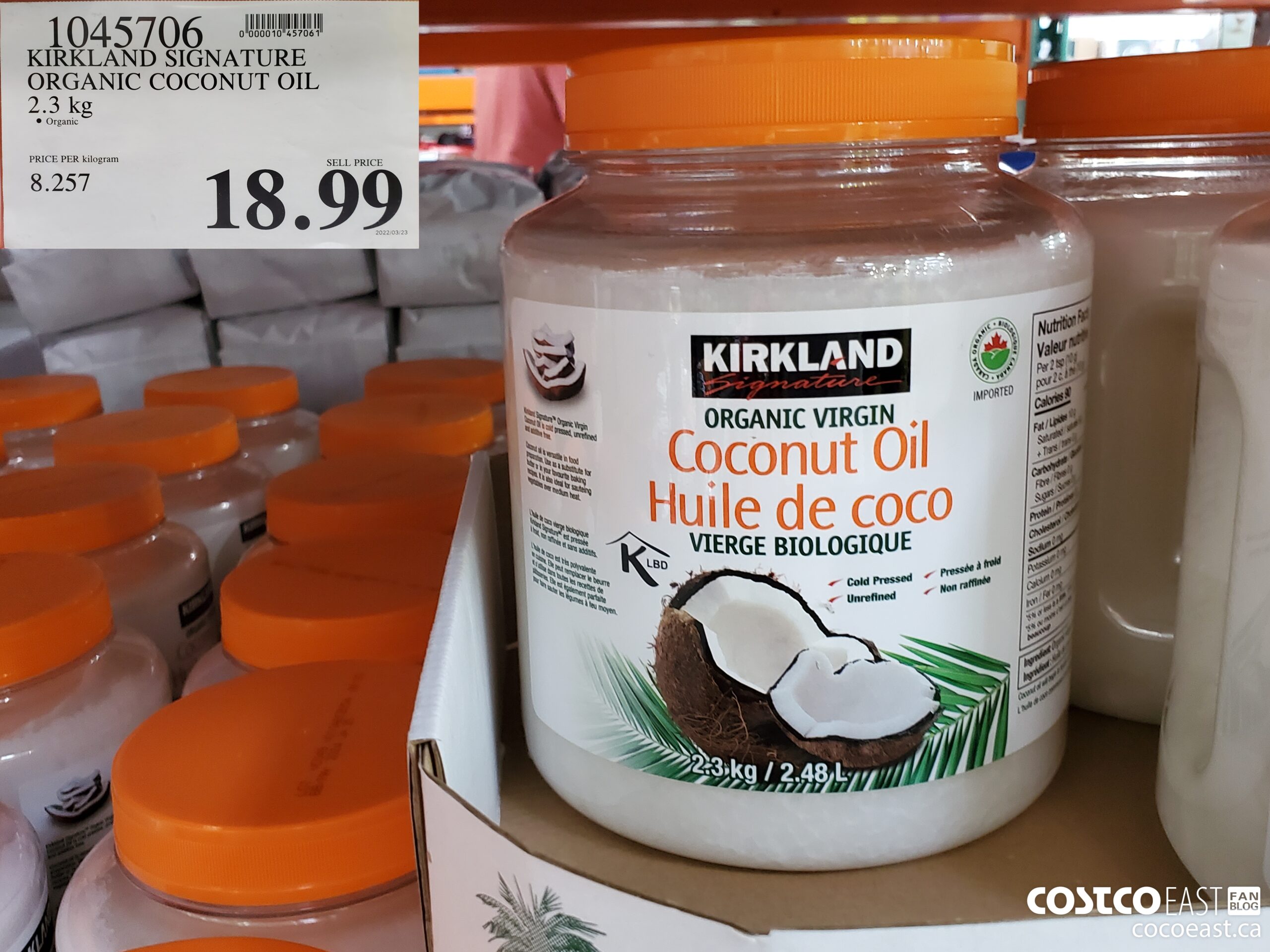 1045706 KIRKLAND SIGNATURE ORGANIC COCONUT OIL 2.3 KG $18.99