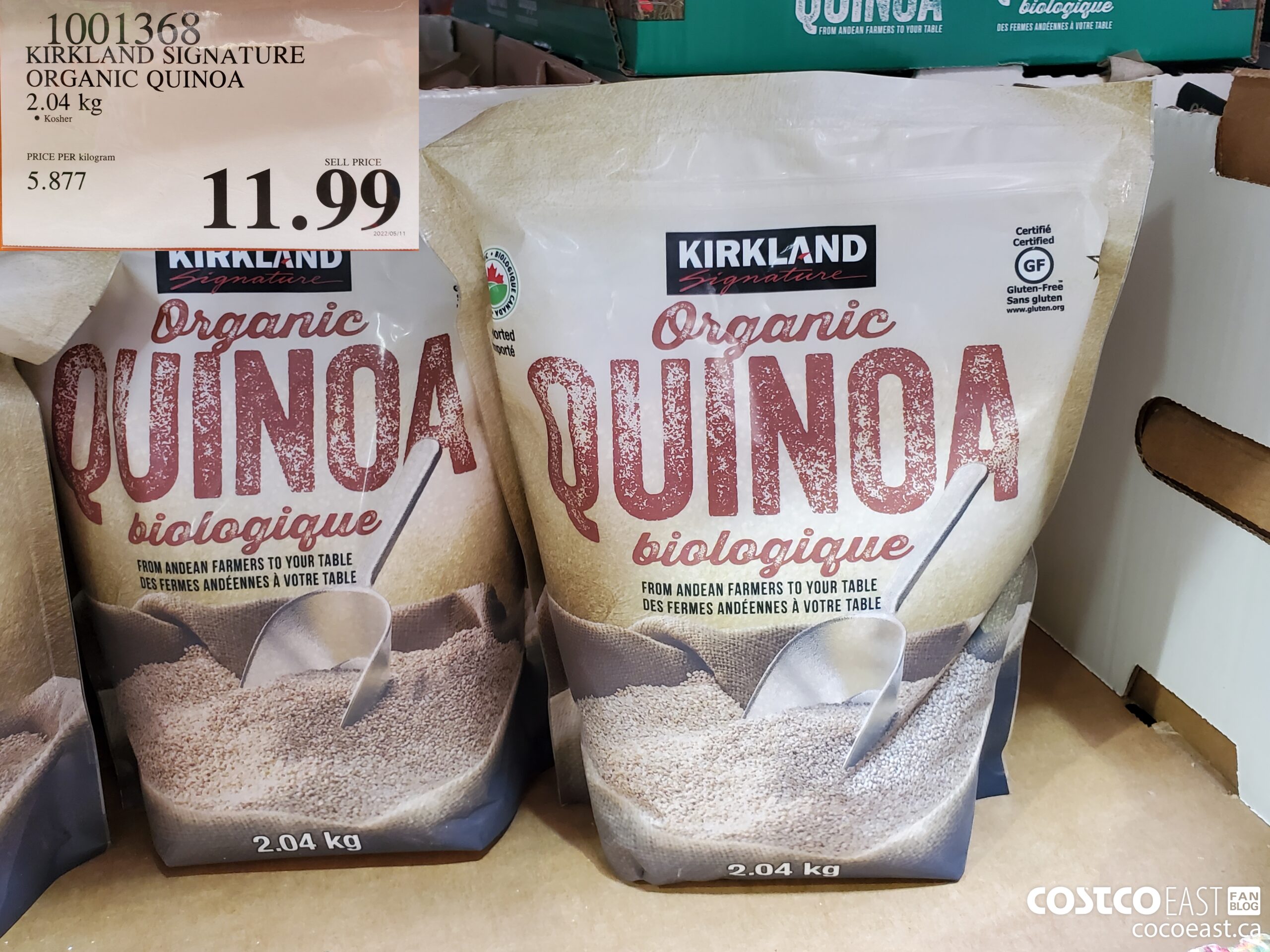 1001368 KIRKLAND SIGNATURE ORGANIC QUINOA 2.04 KG $11.99