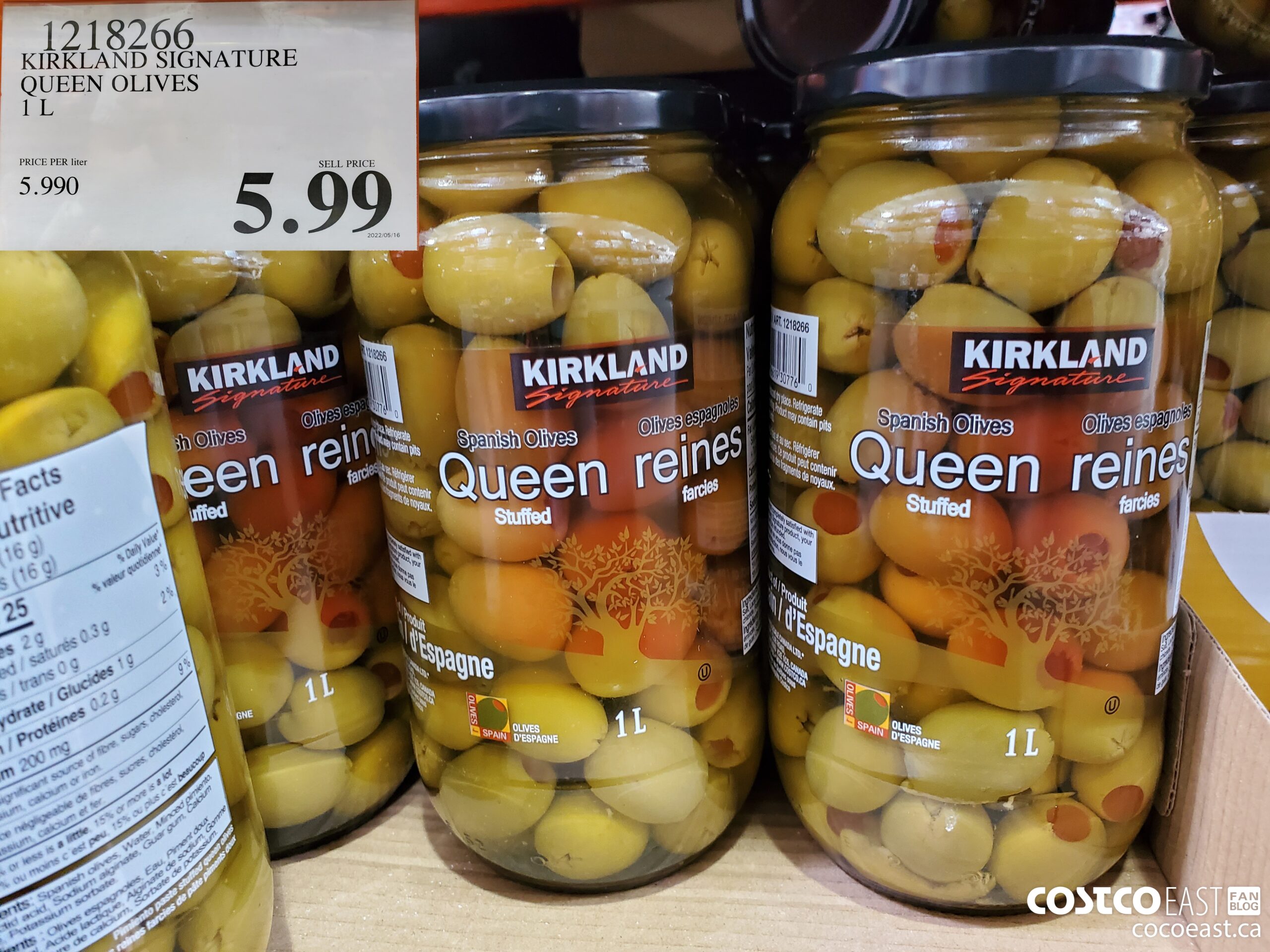 1218266 KIRKLAND SIGNATURE QUEEN OLIVES 1 L $5.99